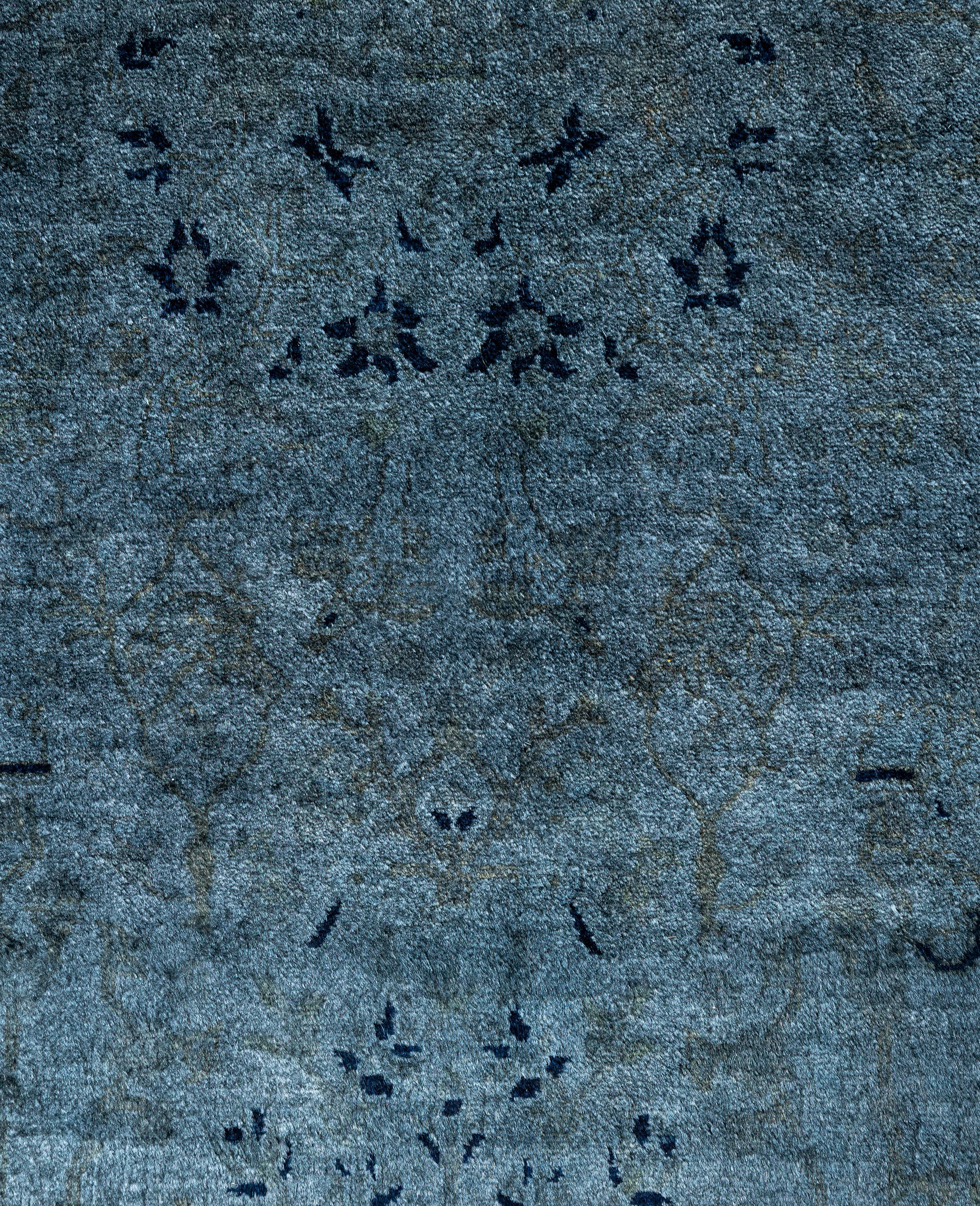 Pakistani Overdyed One-of-a-Kind Wool Gray Runner 2' 6
