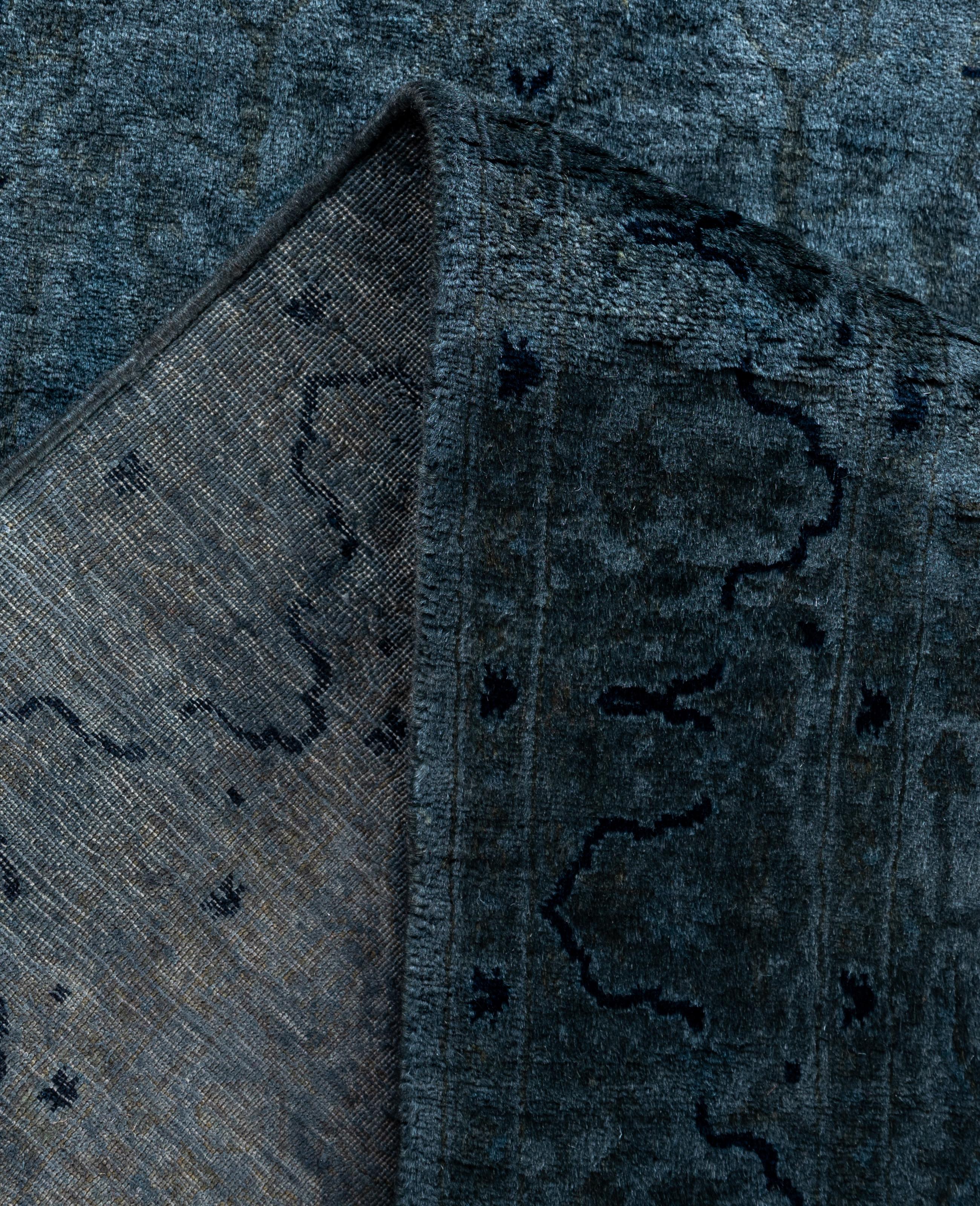 Contemporary Overdyed One-of-a-Kind Wool Gray Runner 2' 6