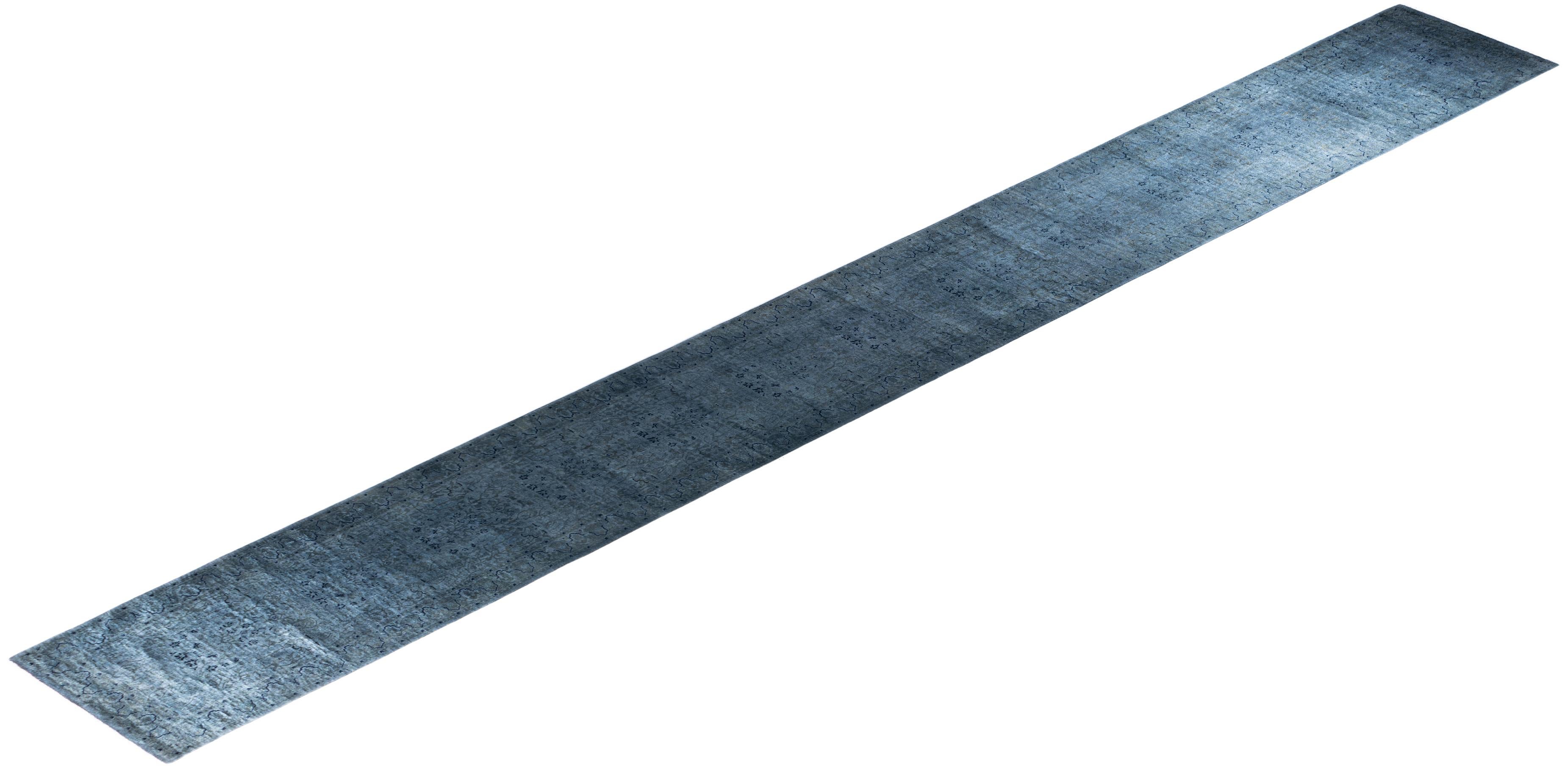 Overdyed One-of-a-Kind Wool Gray Runner 2' 6