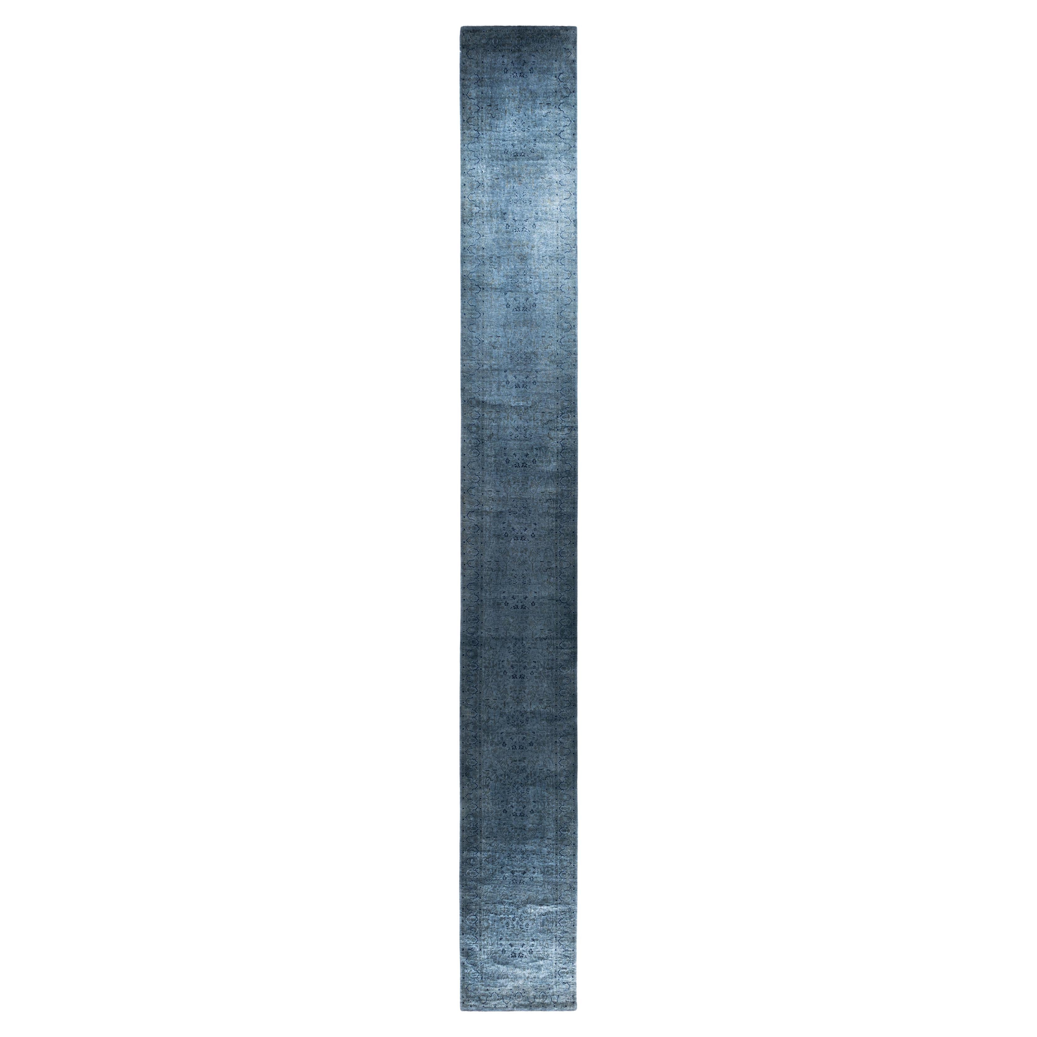 Overdyed One-of-a-Kind Wool Gray Runner 2' 6" x 21' 3"