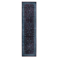 Runner grigio in lana tinto in capo unico 2' 7" x 10' 2"