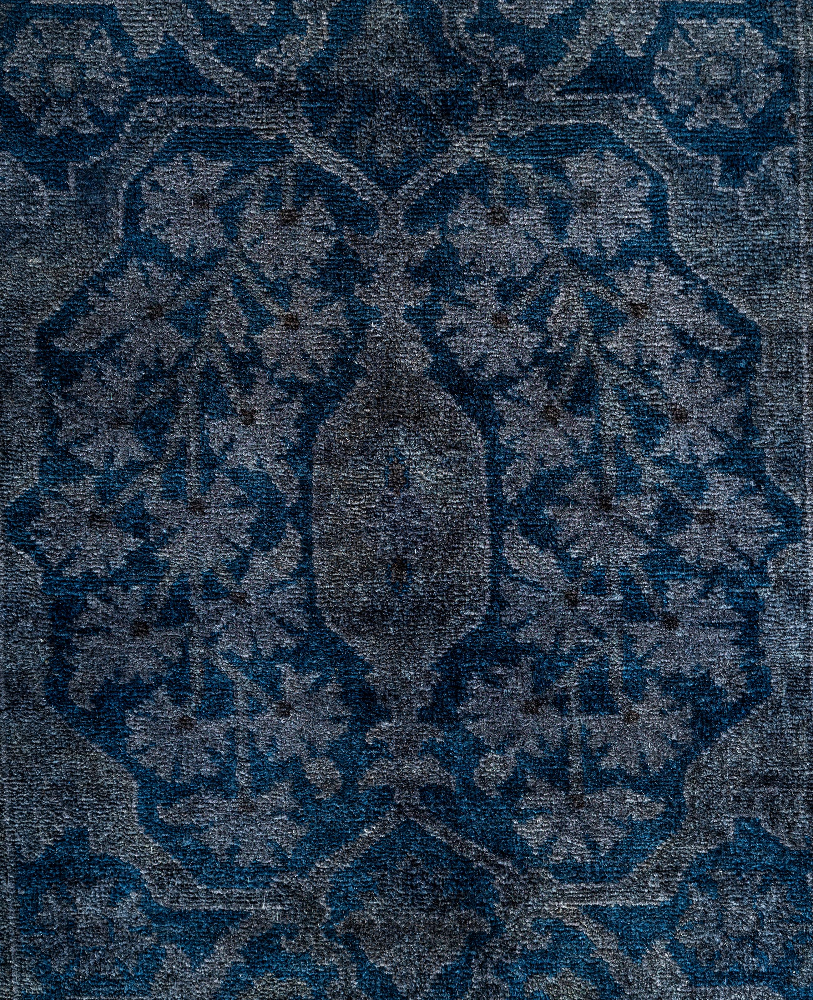 Pakistani Overdyed One-of-a-Kind Wool Gray Runner 2' 7