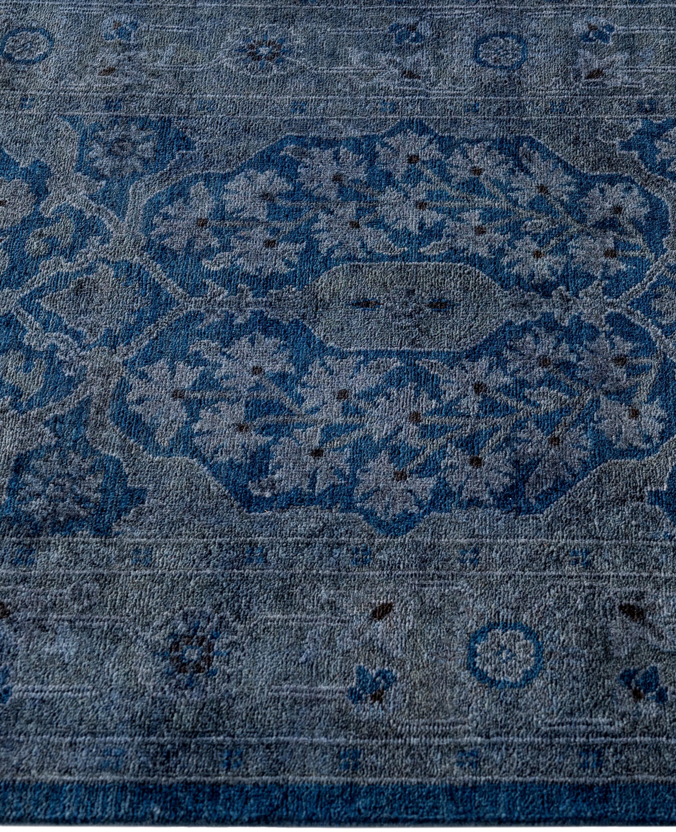 Hand-Knotted Overdyed One-of-a-Kind Wool Gray Runner 2' 7