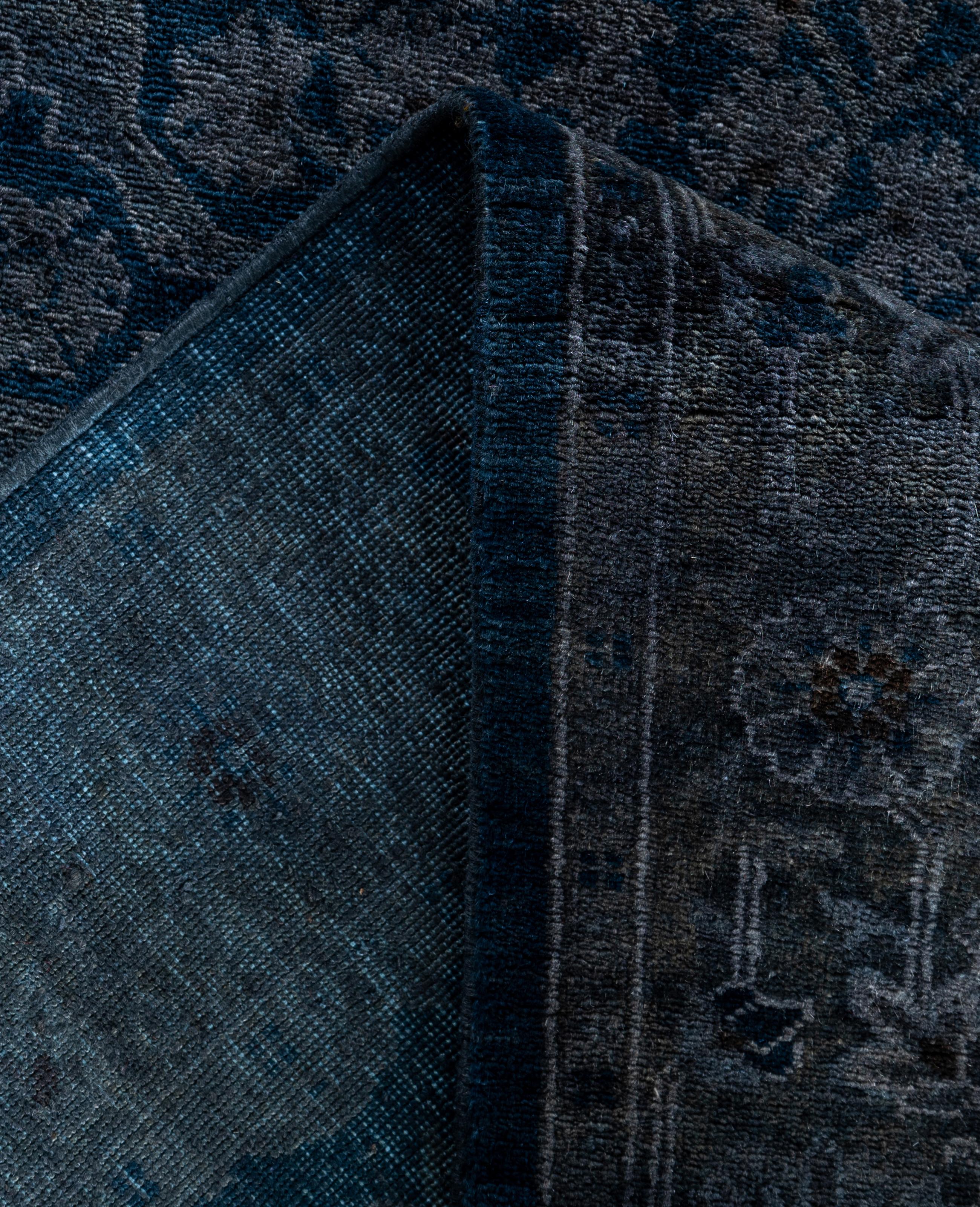 Contemporary Overdyed One-of-a-Kind Wool Gray Runner 2' 7