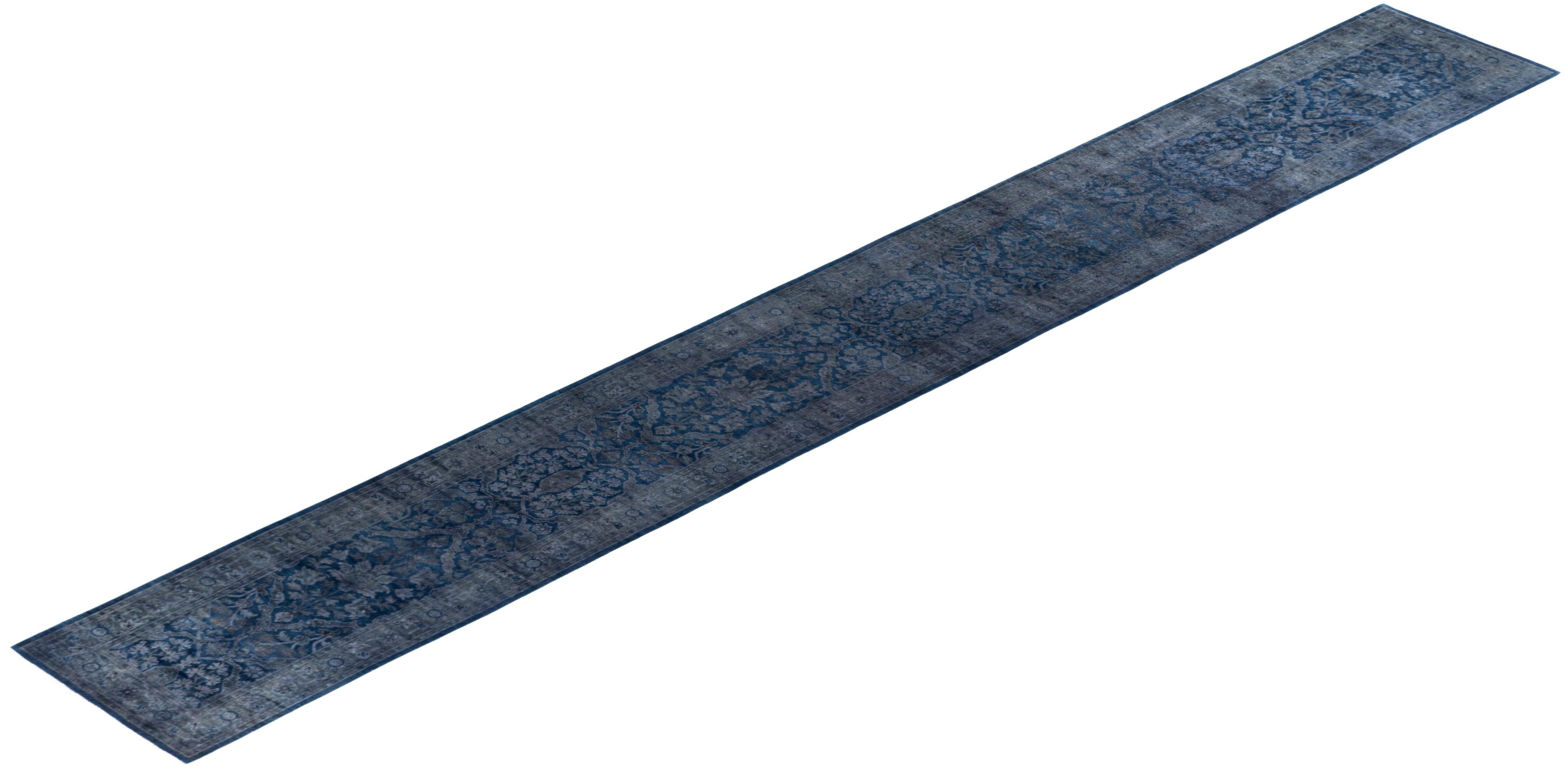 Overdyed One-of-a-Kind Wool Gray Runner 2' 7