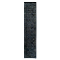 Runner grigio in lana tinto in capo unico 2' 8" x 12' 0"