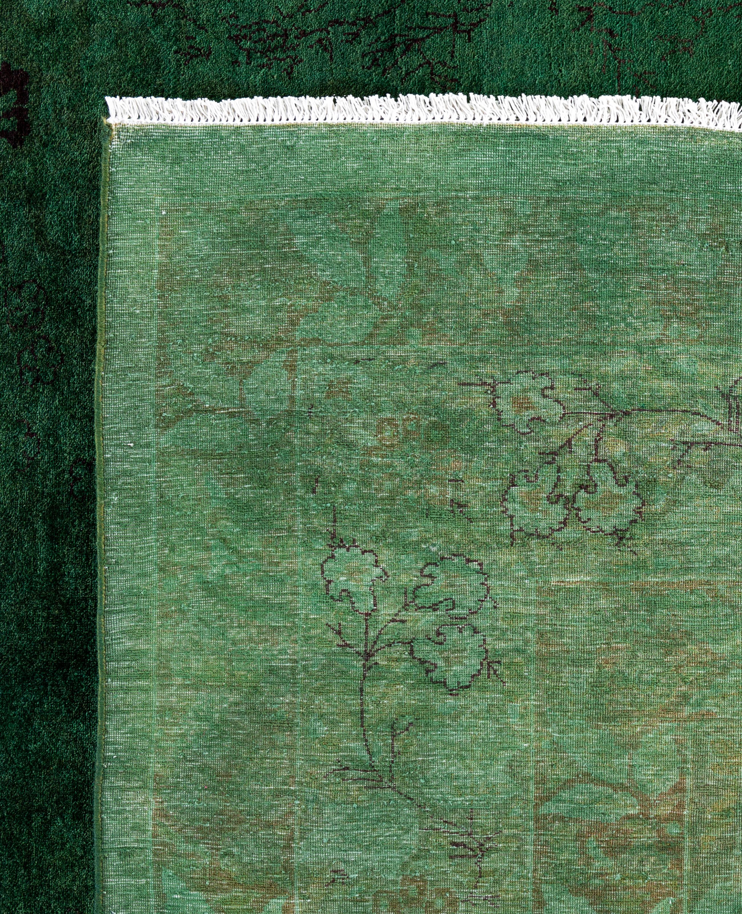 Tapis de sol en laine Overdyed One-of-a-Kind Green 10' 1