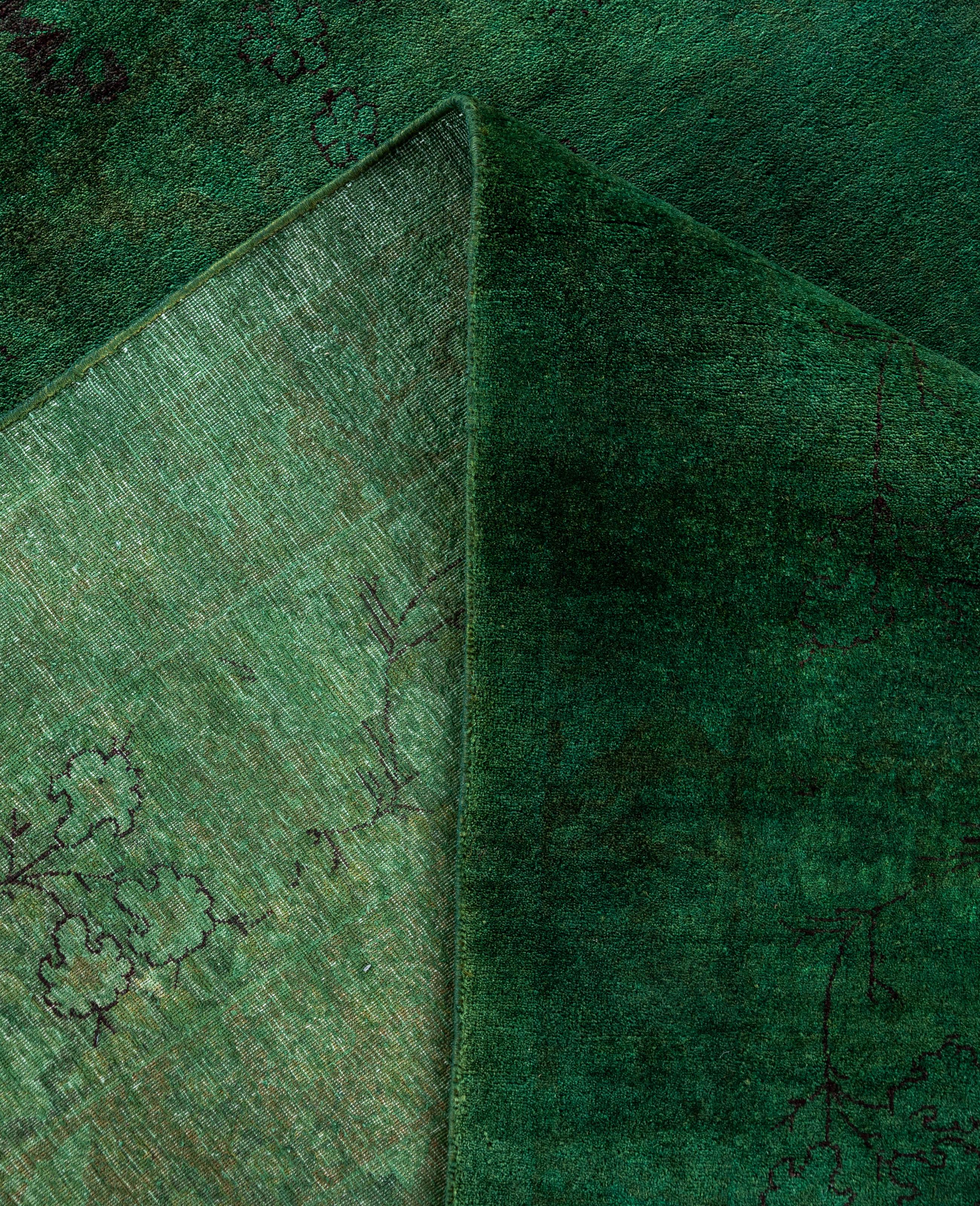 XXIe siècle et contemporain Tapis de sol en laine Overdyed One-of-a-Kind Green 10' 1
