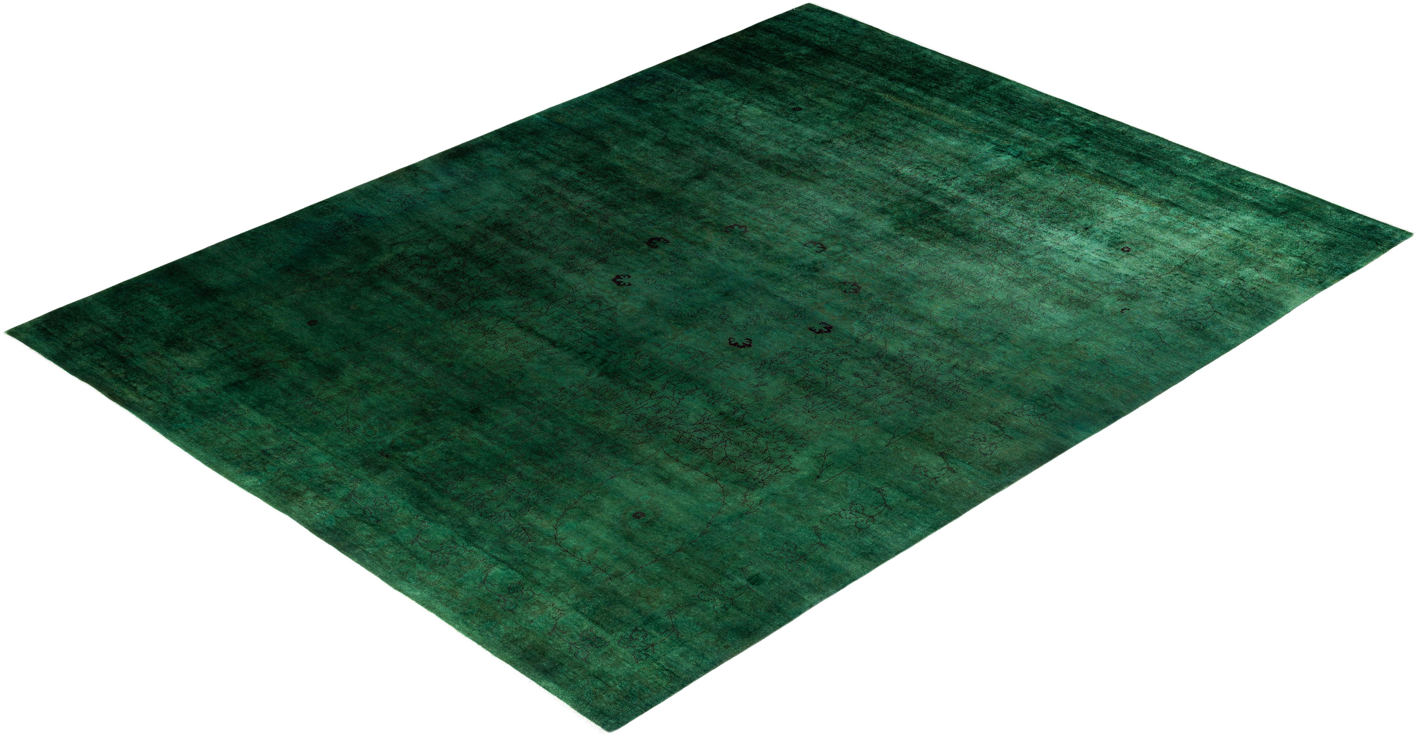 Tapis de sol en laine Overdyed One-of-a-Kind Green 10' 1