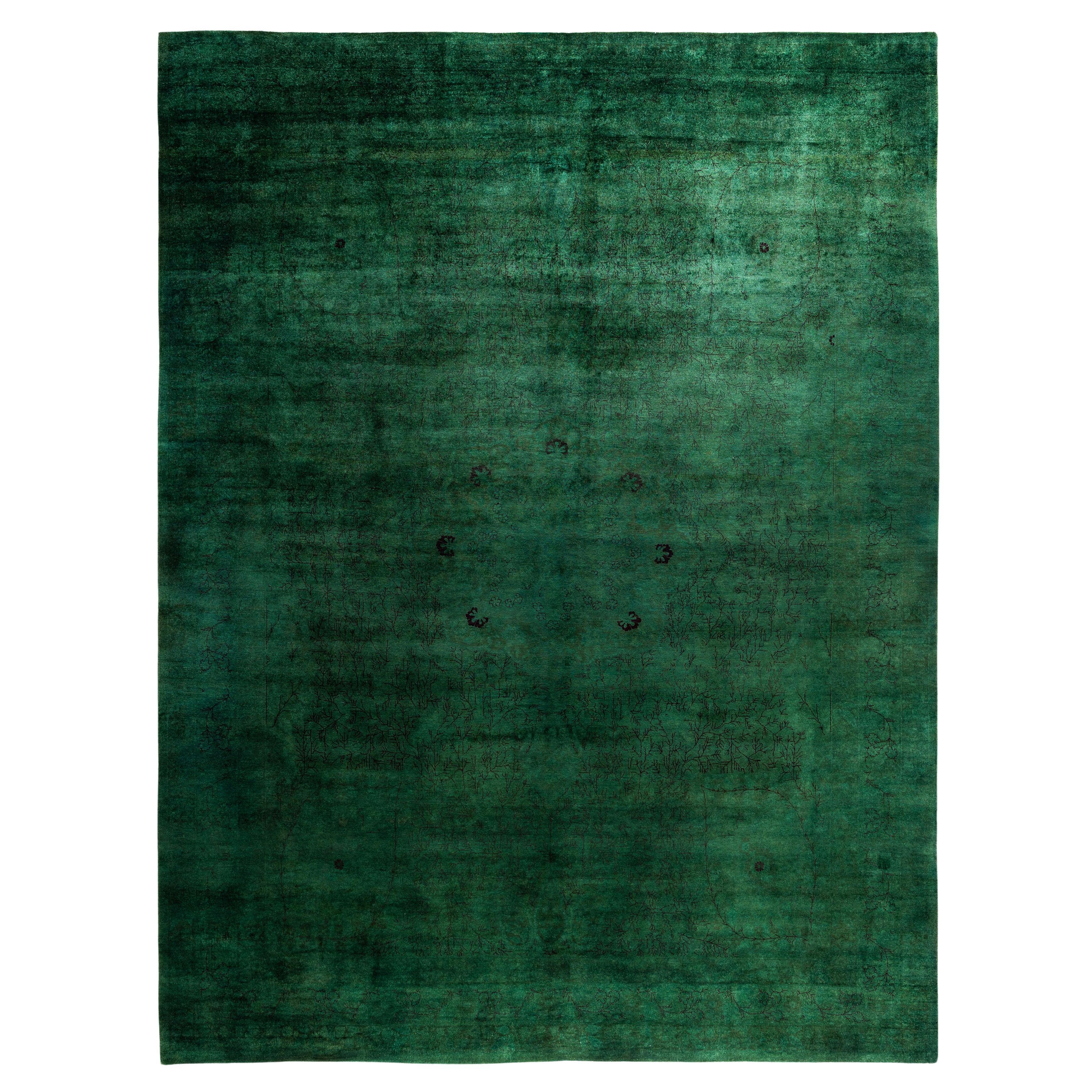 Tapis de sol en laine Overdyed One-of-a-Kind Green 10' 1" x 13' 4"