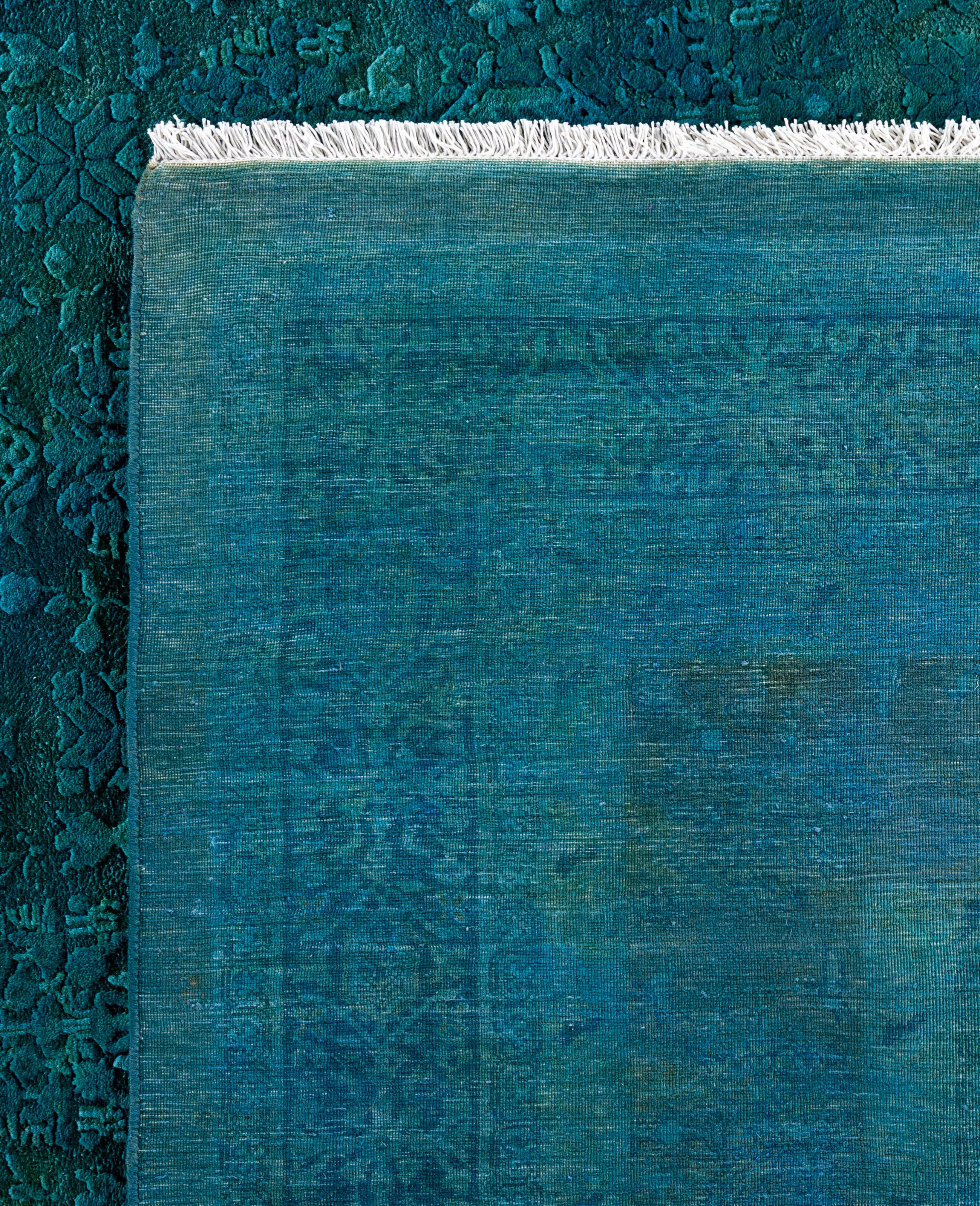 Overdyed One-of-a-Kind Wool Green Area Rug 10' 2