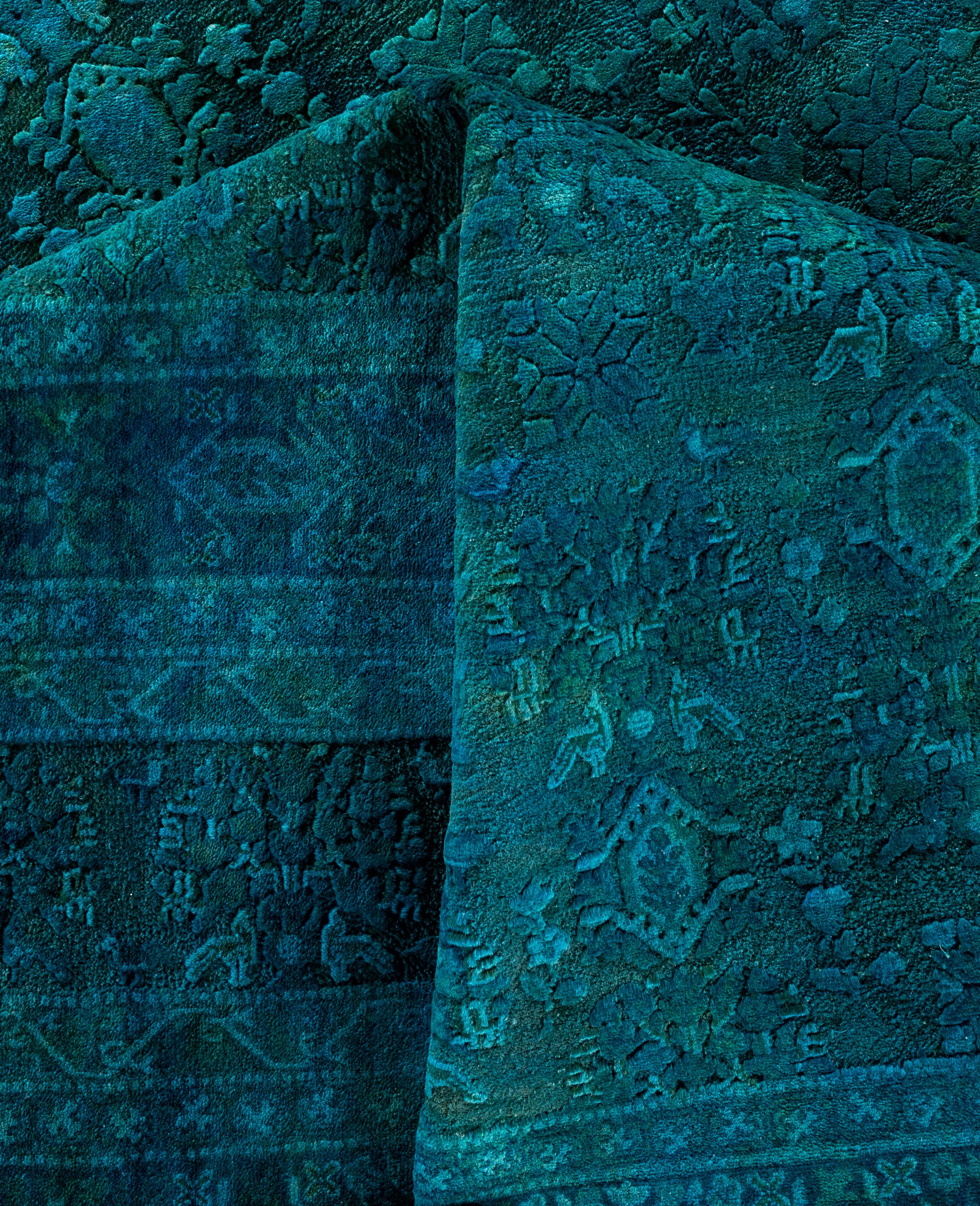 Overdyed One-of-a-Kind Wool Green Area Rug 10' 2