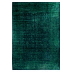 Overdyed One-of-a-Kind Wool Green Area Rug 12' 0" x 17' 6"
