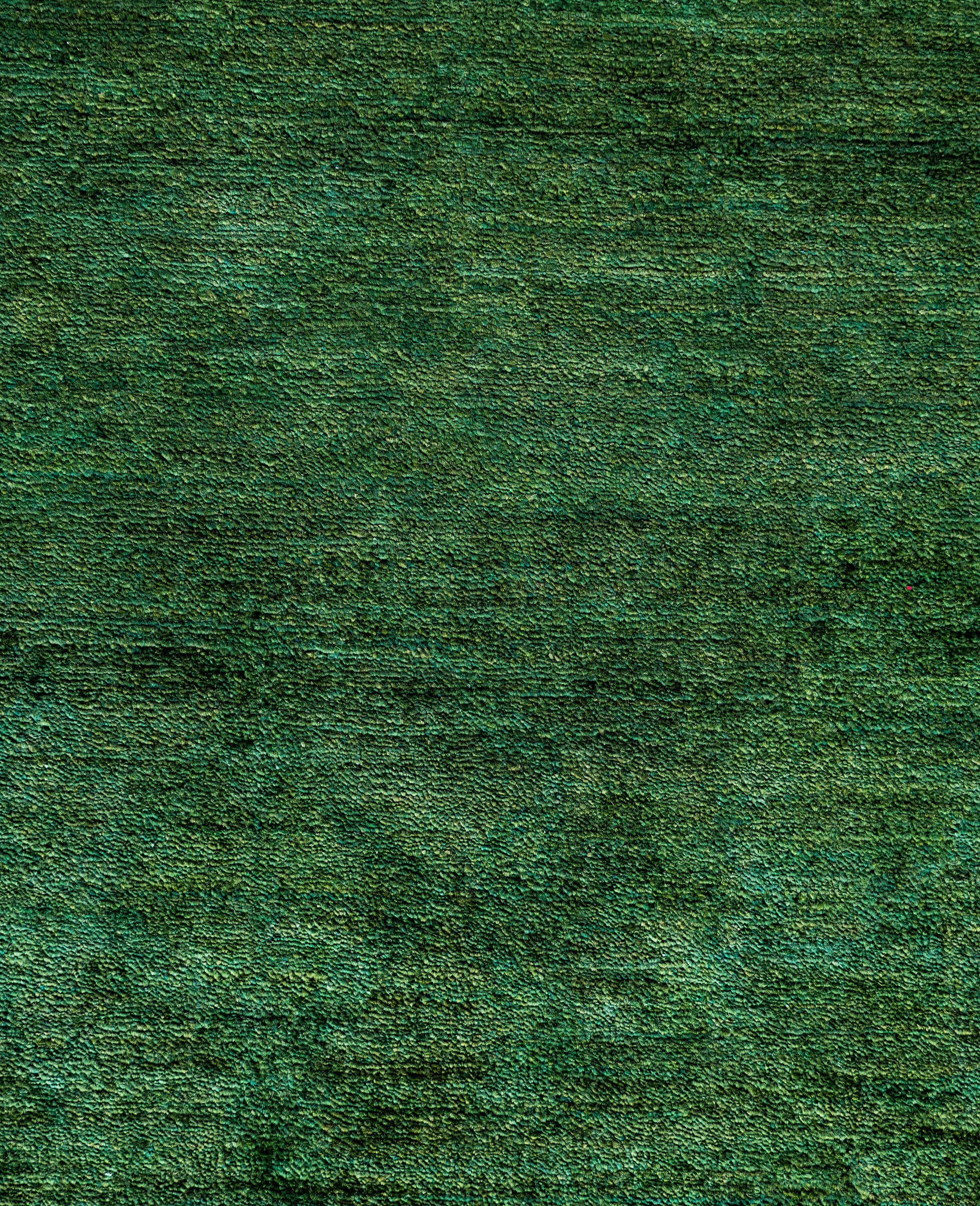 Pakistano Tappeto d'area verde Overdyed One-of-a-Kind Wool 12' 1
