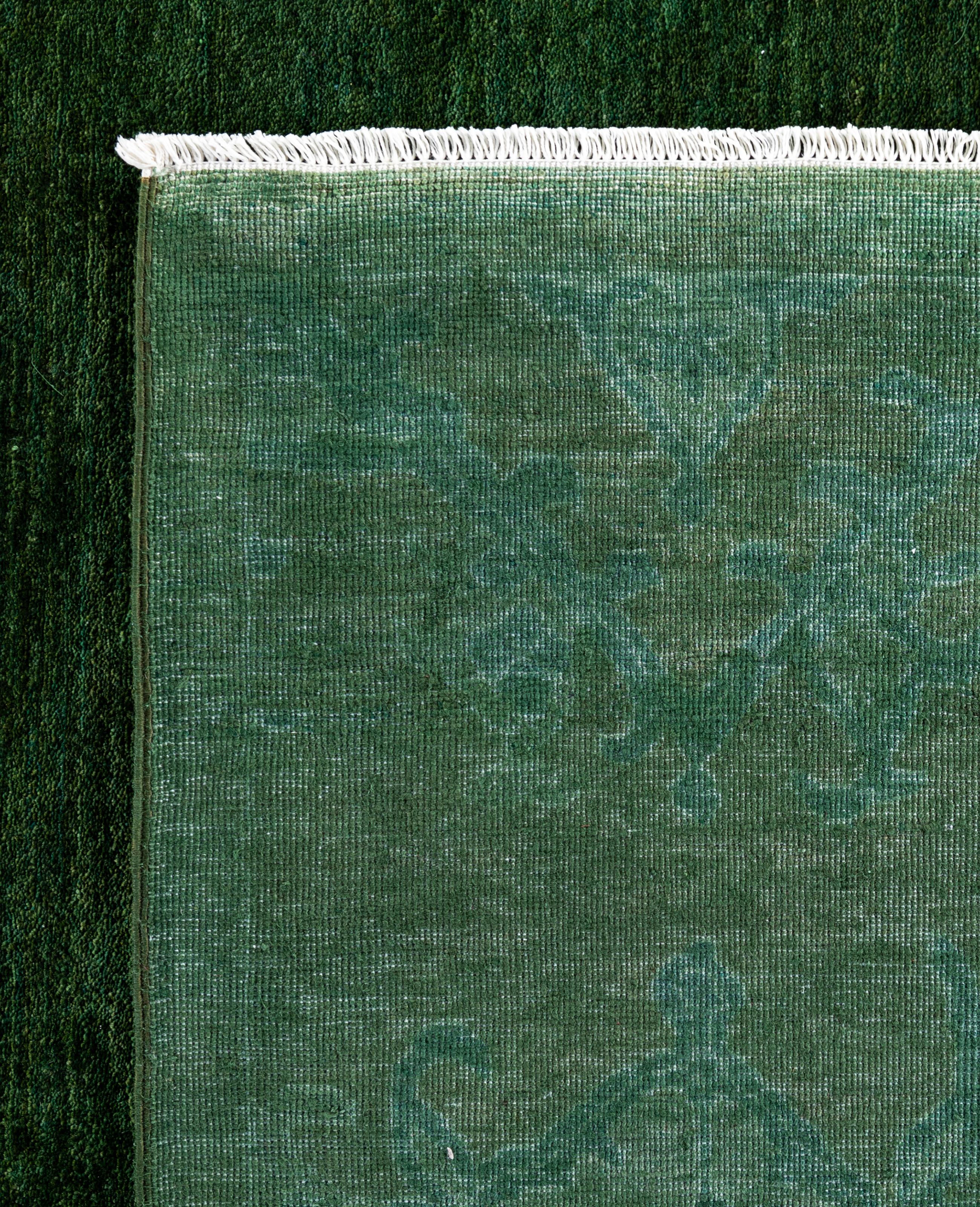 Tappeto d'area verde Overdyed One-of-a-Kind Wool 12' 1