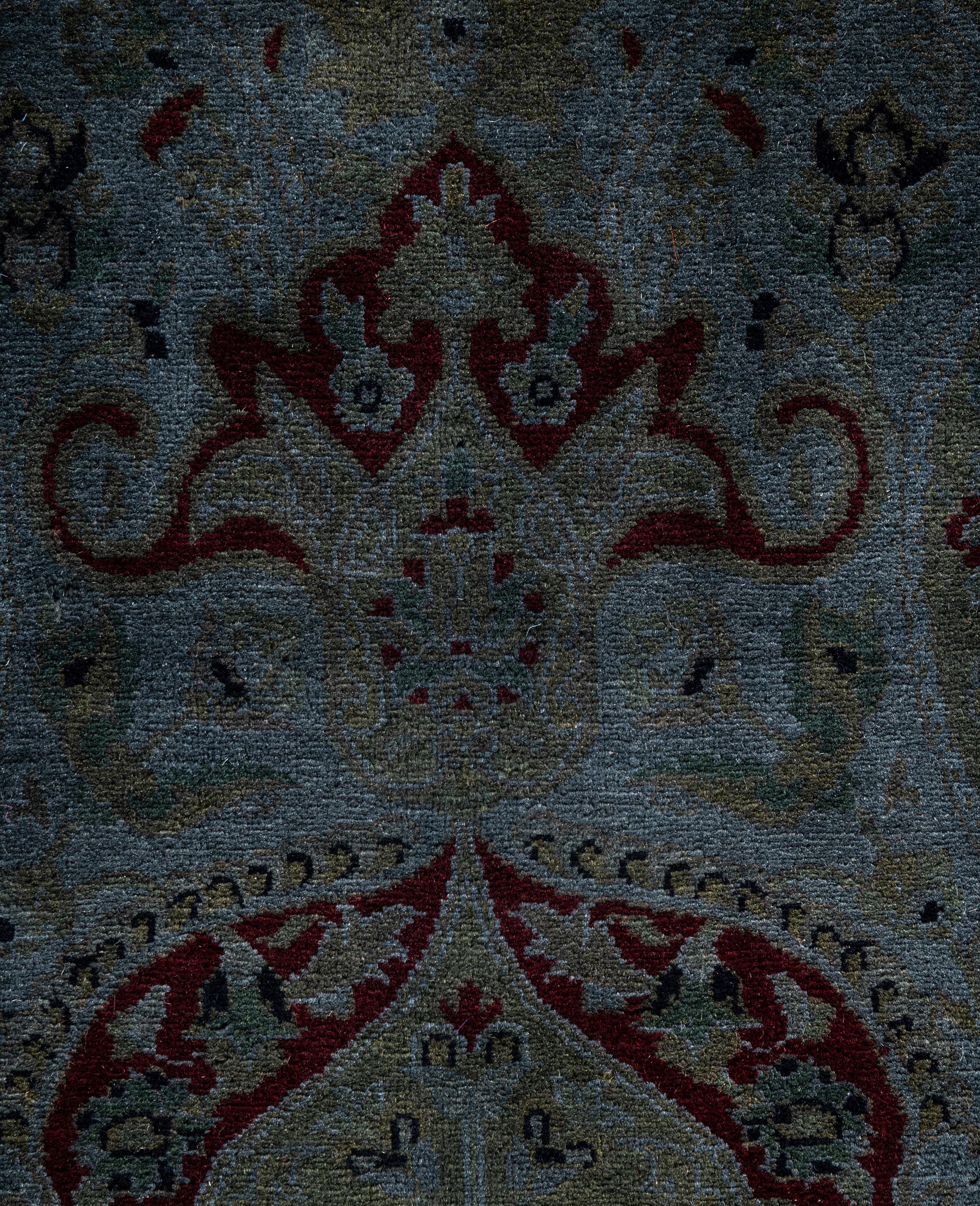 Pakistani Overdyed One-of-a-Kind Wool Green Area Rug 4' 2