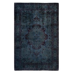 Overdyed One-of-a-Kind Wool Green Area Rug 4' 2" x 6' 3"