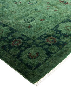 Overdyed One-of-a-Kind Wool Green Area Rug 6' 1" x 8' 10"