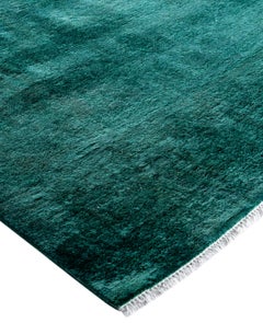 Overdyed One-of-a-Kind Wool Green Area Rug 6' 1" x 8' 10"