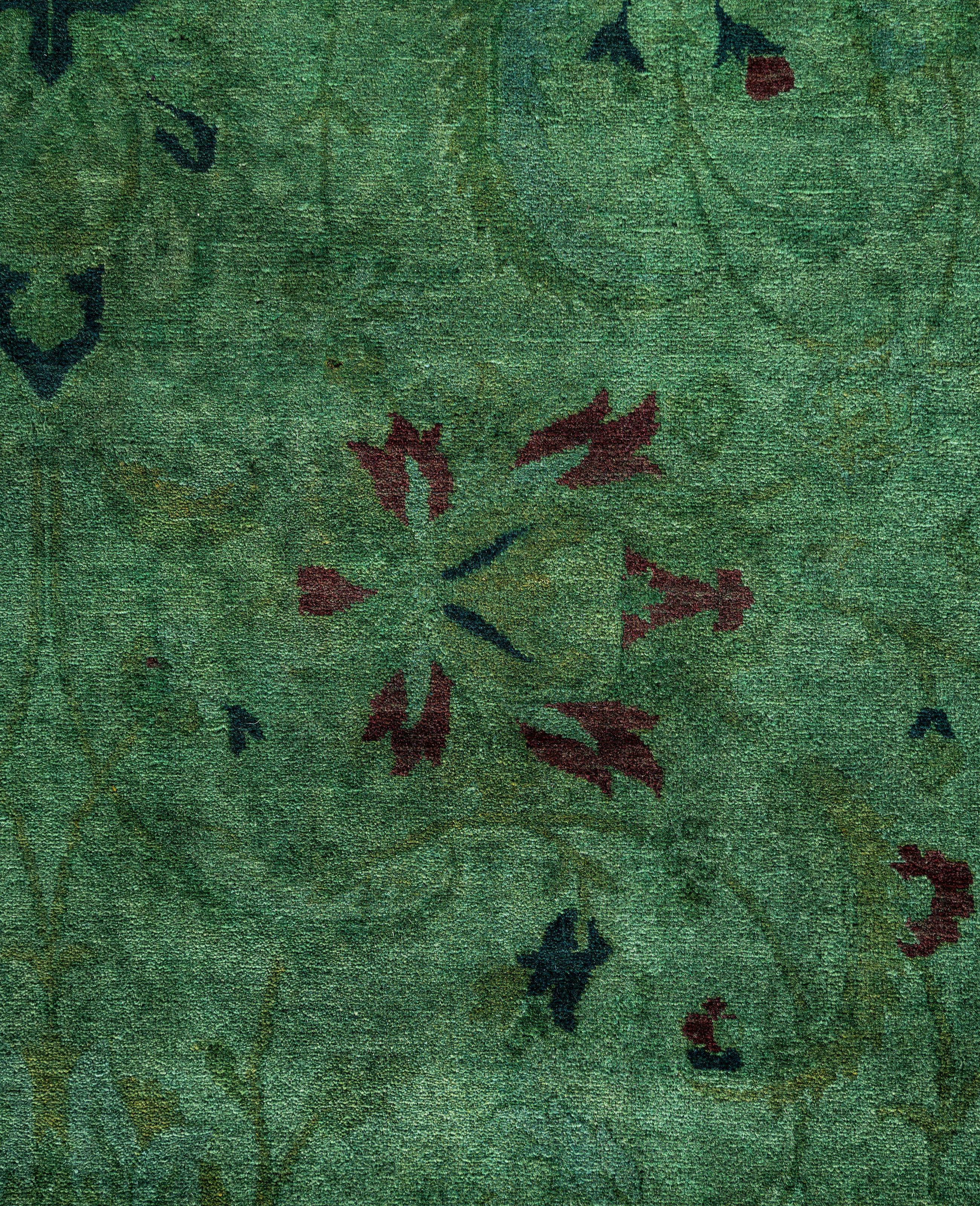 Pakistanais Tapis de sol en laine Overdyed One-of-a-Kind Green 6' 1