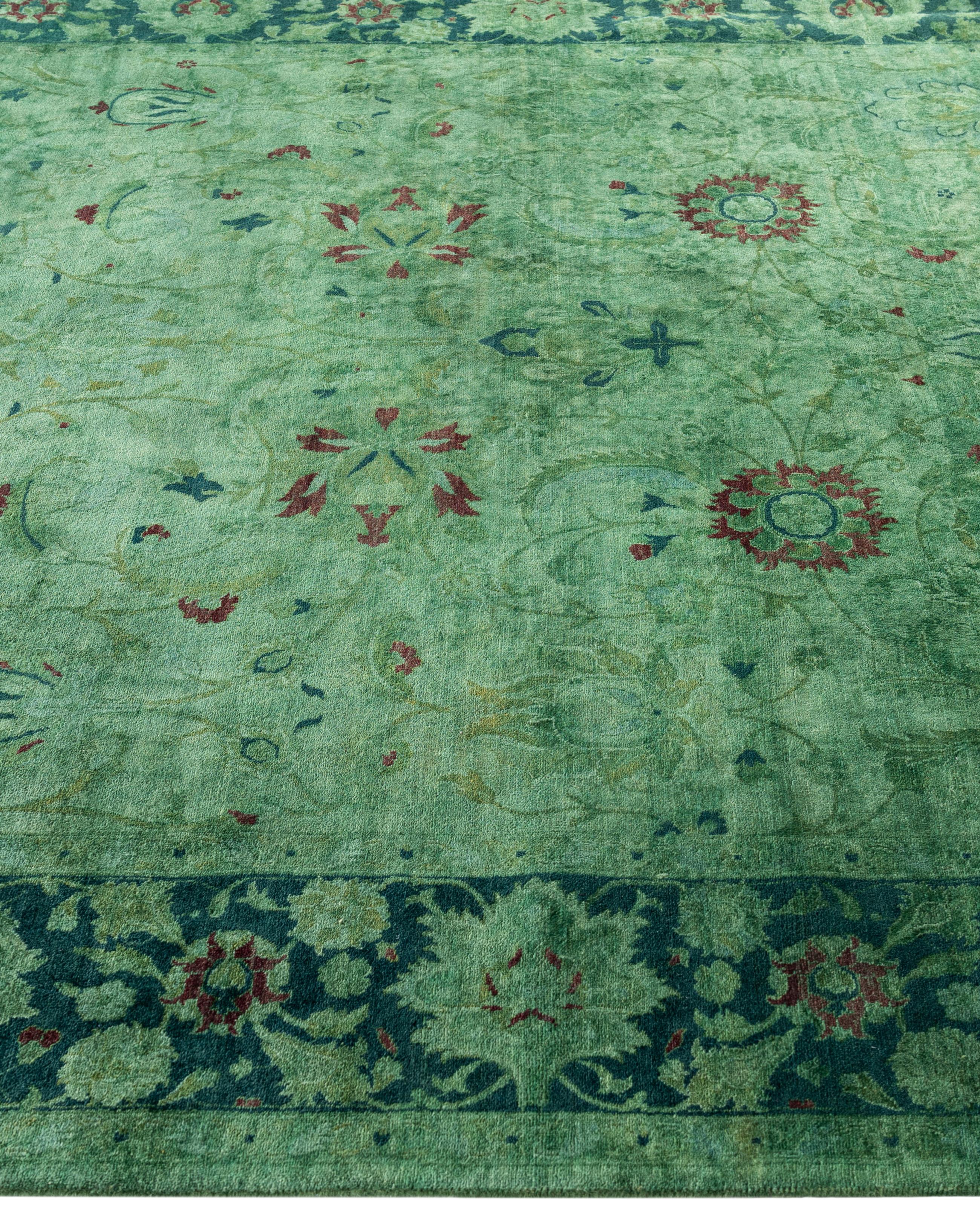 Noué à la main Tapis de sol en laine Overdyed One-of-a-Kind Green 6' 1