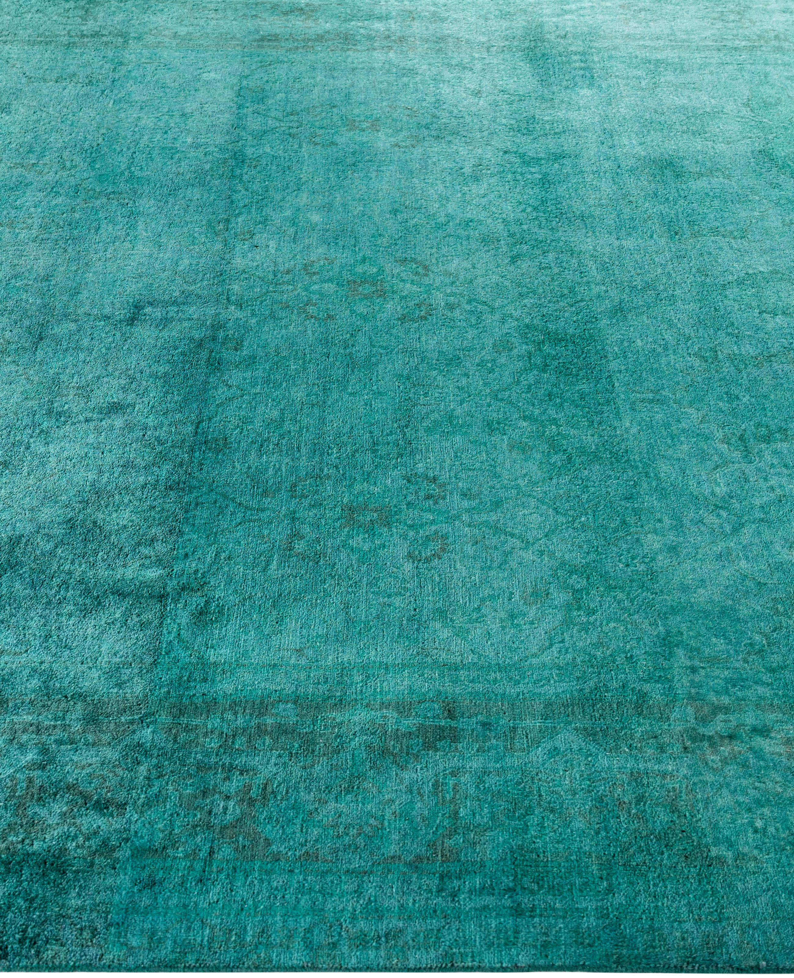 Noué à la main Tapis de sol en laine Overdyed One-of-a-Kind Green 6' 1