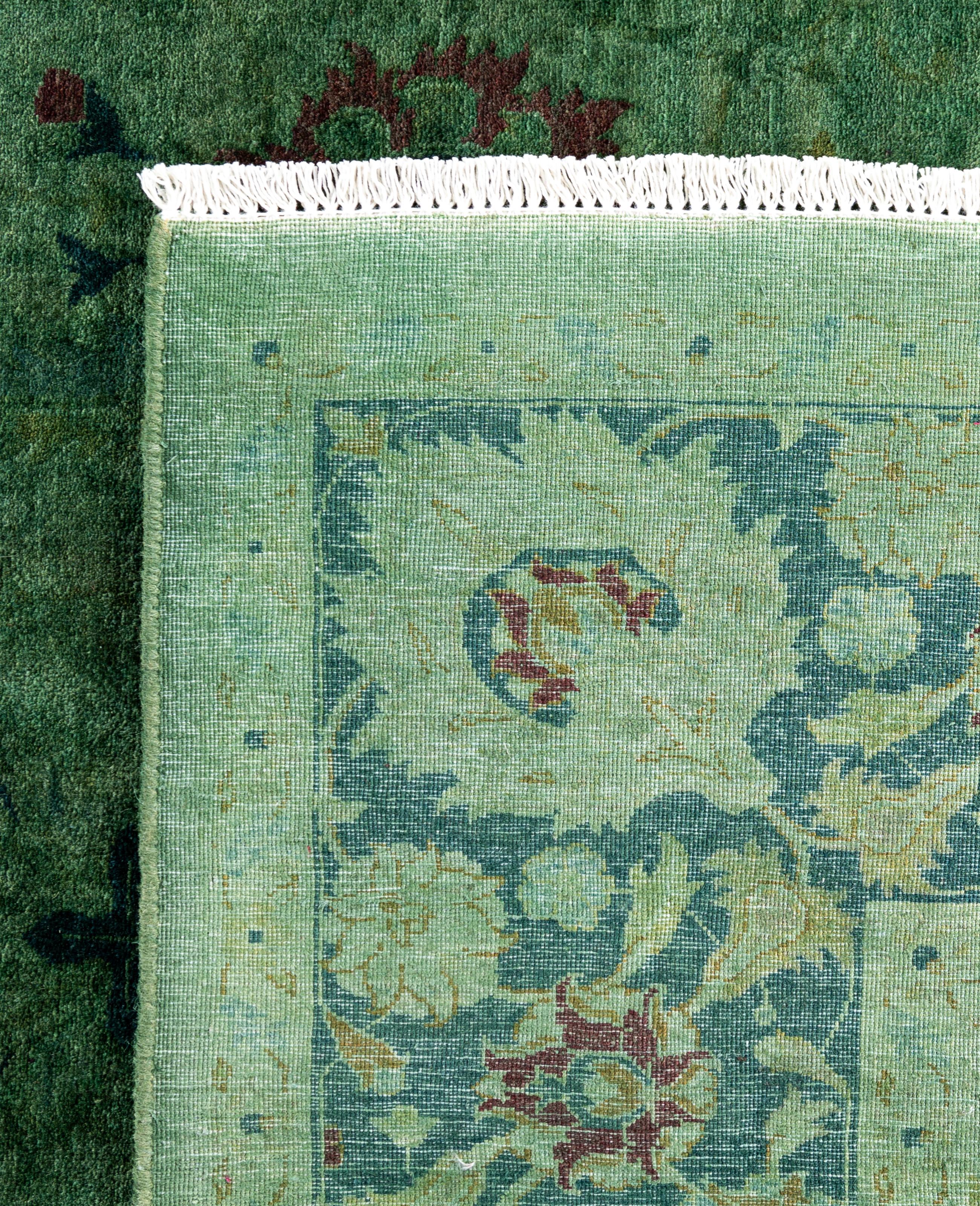 Tapis de sol en laine Overdyed One-of-a-Kind Green 6' 1