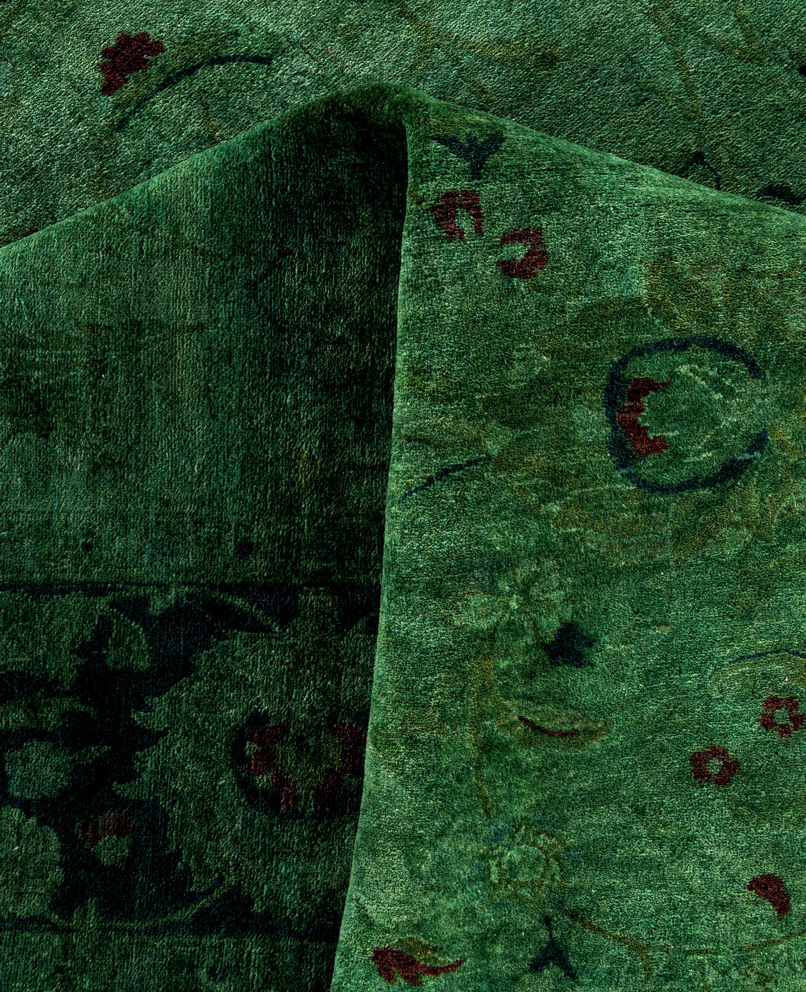 Laine Tapis de sol en laine Overdyed One-of-a-Kind Green 6' 1