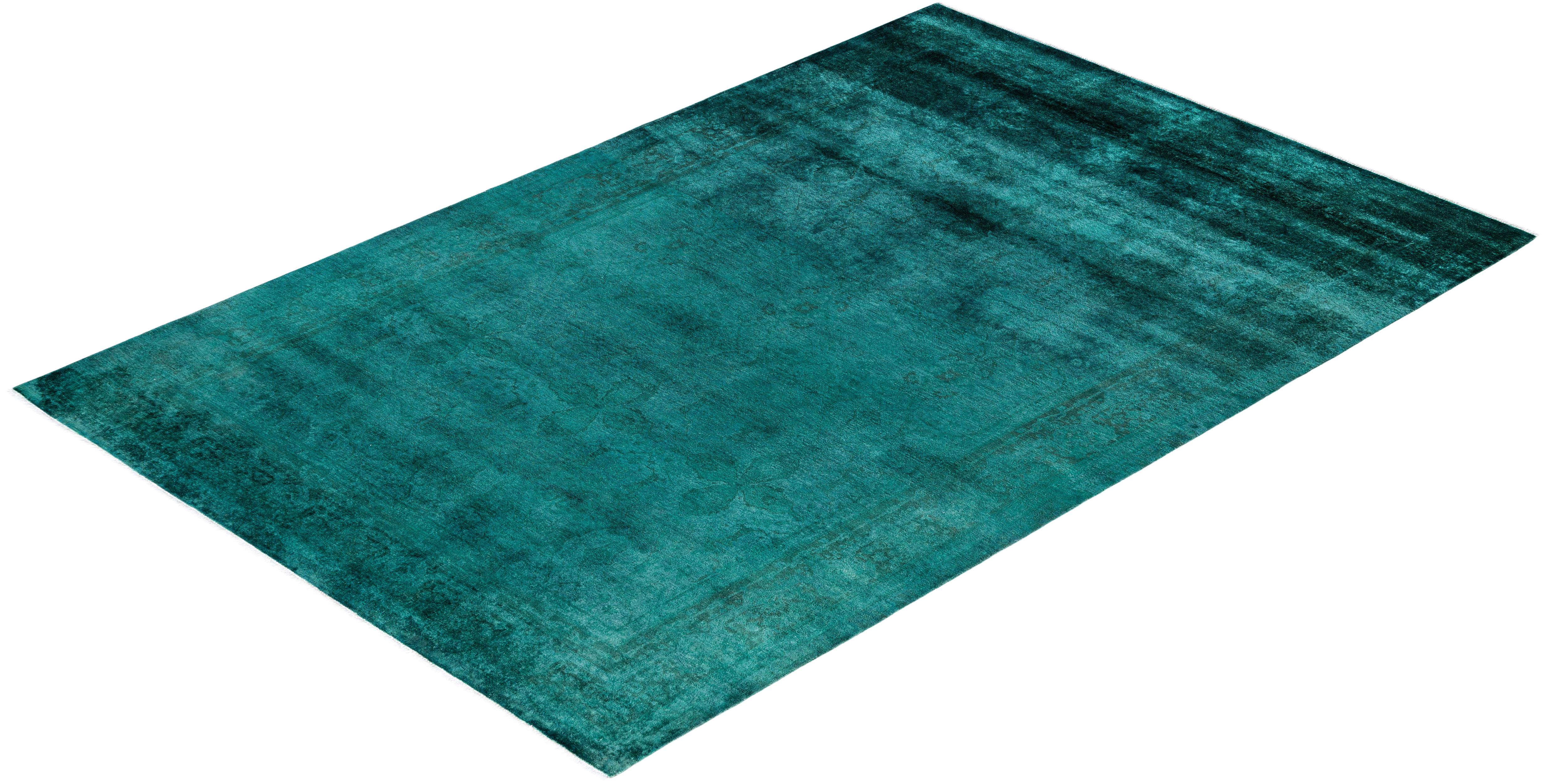 Tapis de sol en laine Overdyed One-of-a-Kind Green 6' 1
