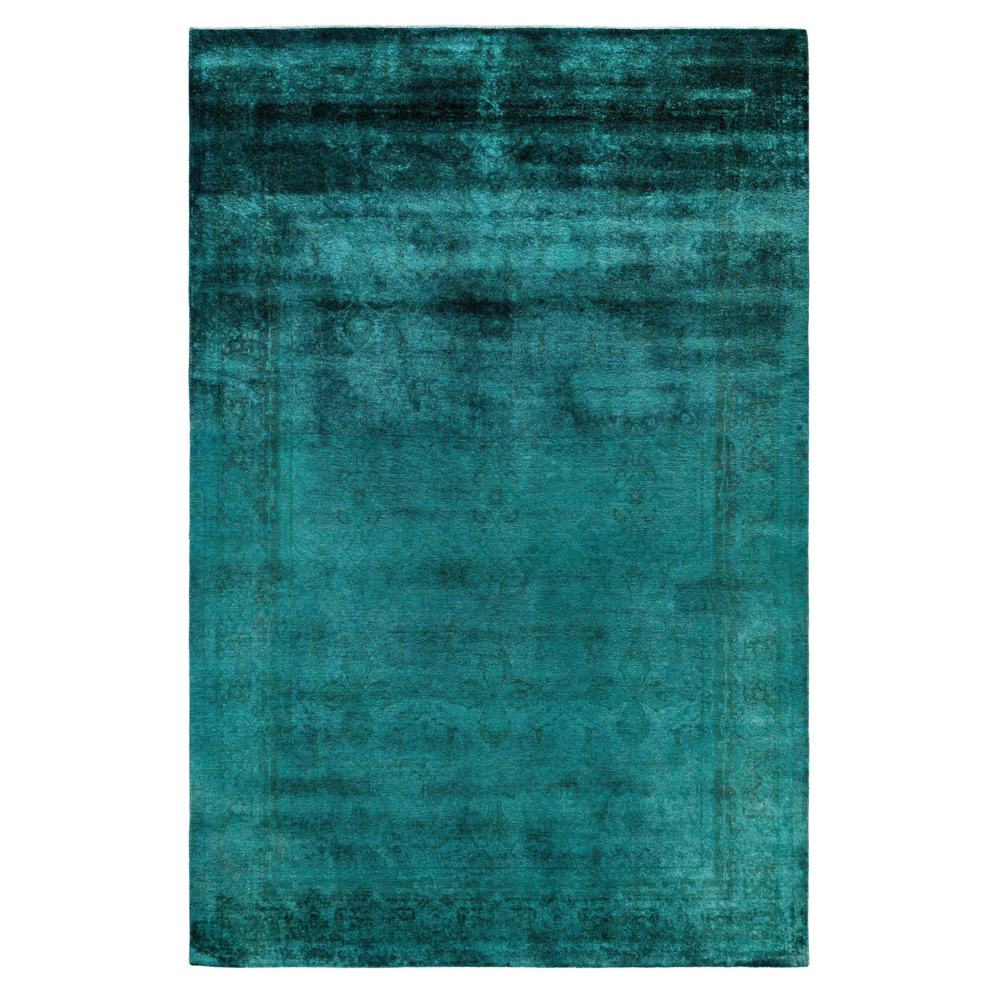 Tapis de sol en laine Overdyed One-of-a-Kind Green 6' 1" x 8' 10"