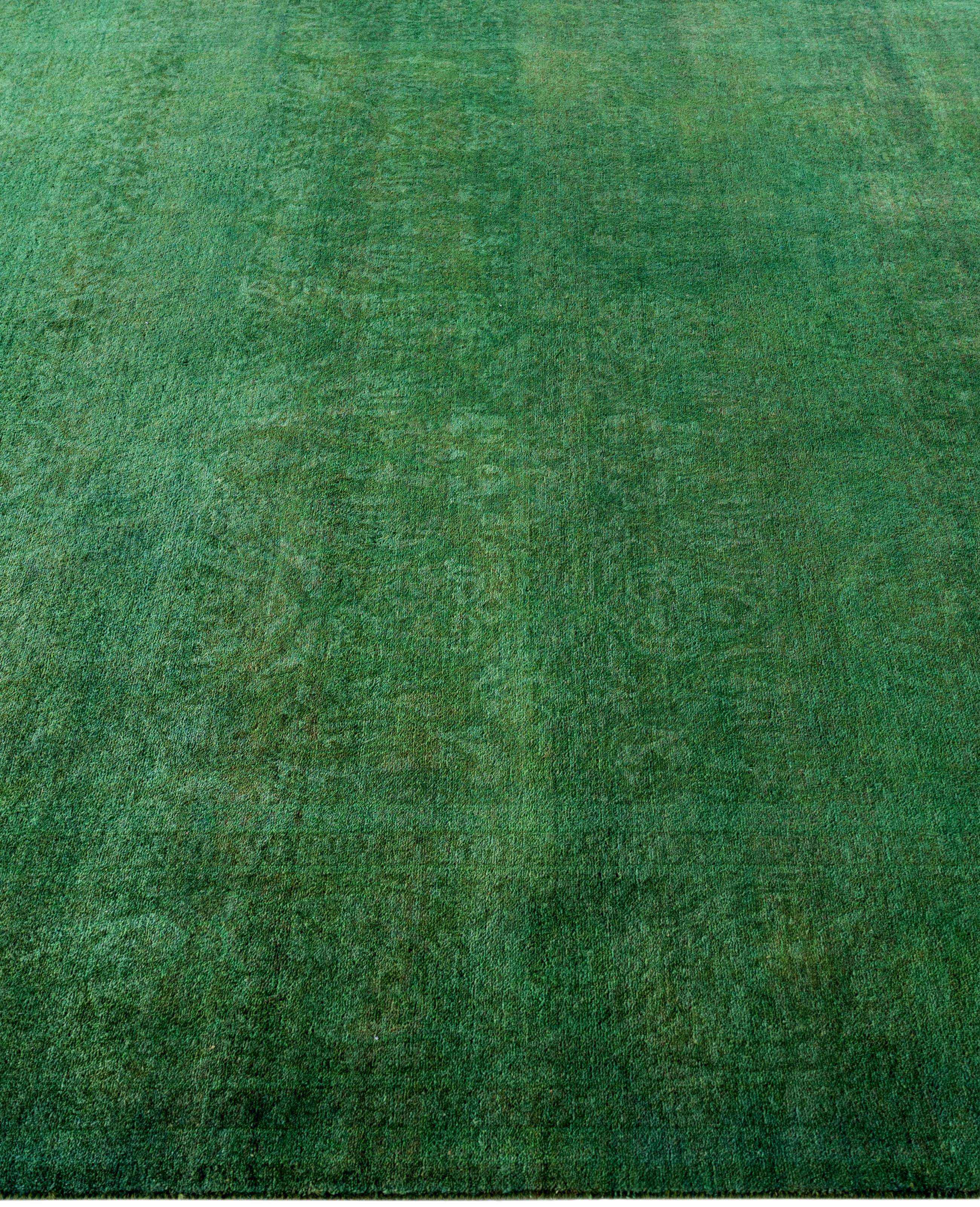 Noué à la main Tapis de sol en laine Overdyed One-of-a-Kind Green 6' 1