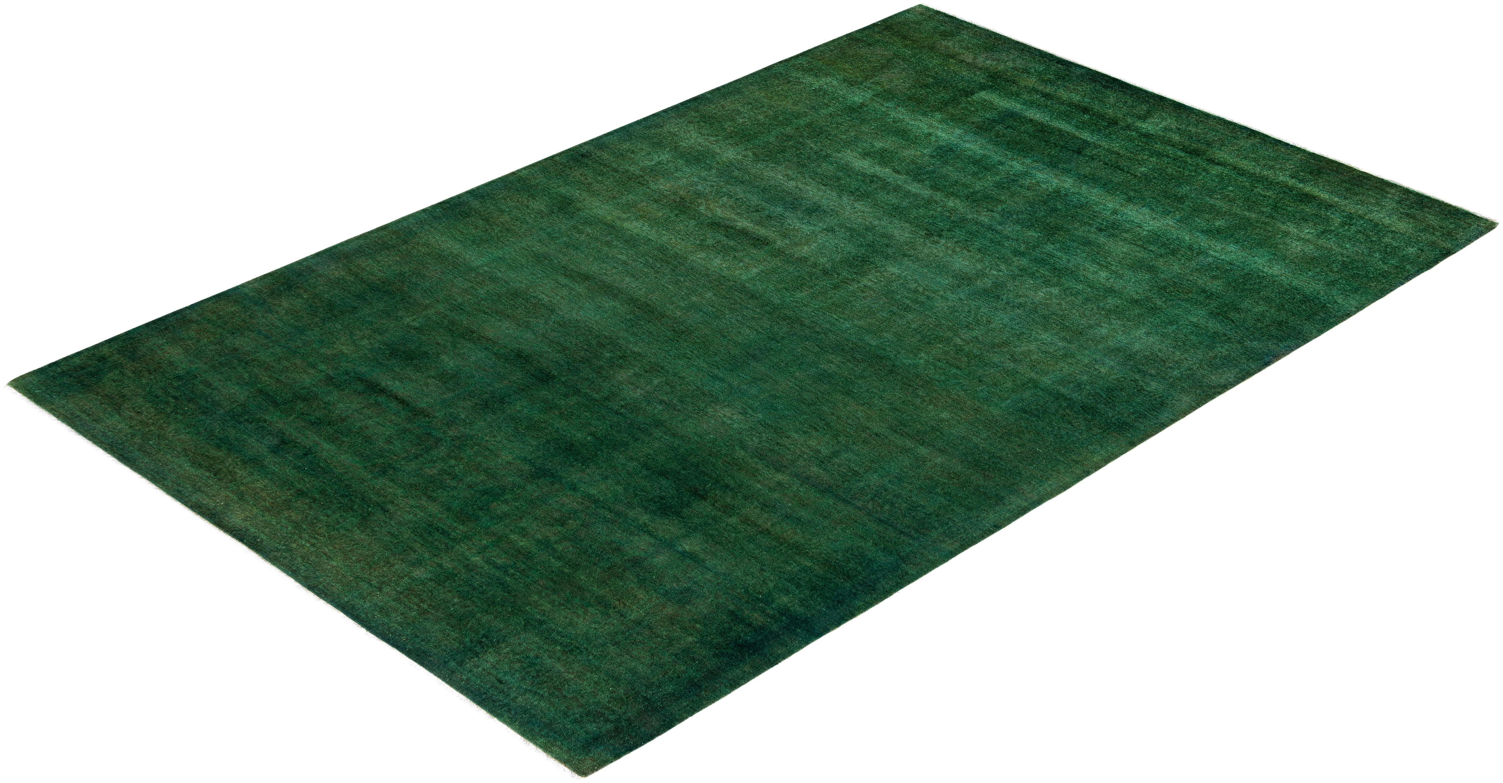 Tapis de sol en laine Overdyed One-of-a-Kind Green 6' 1