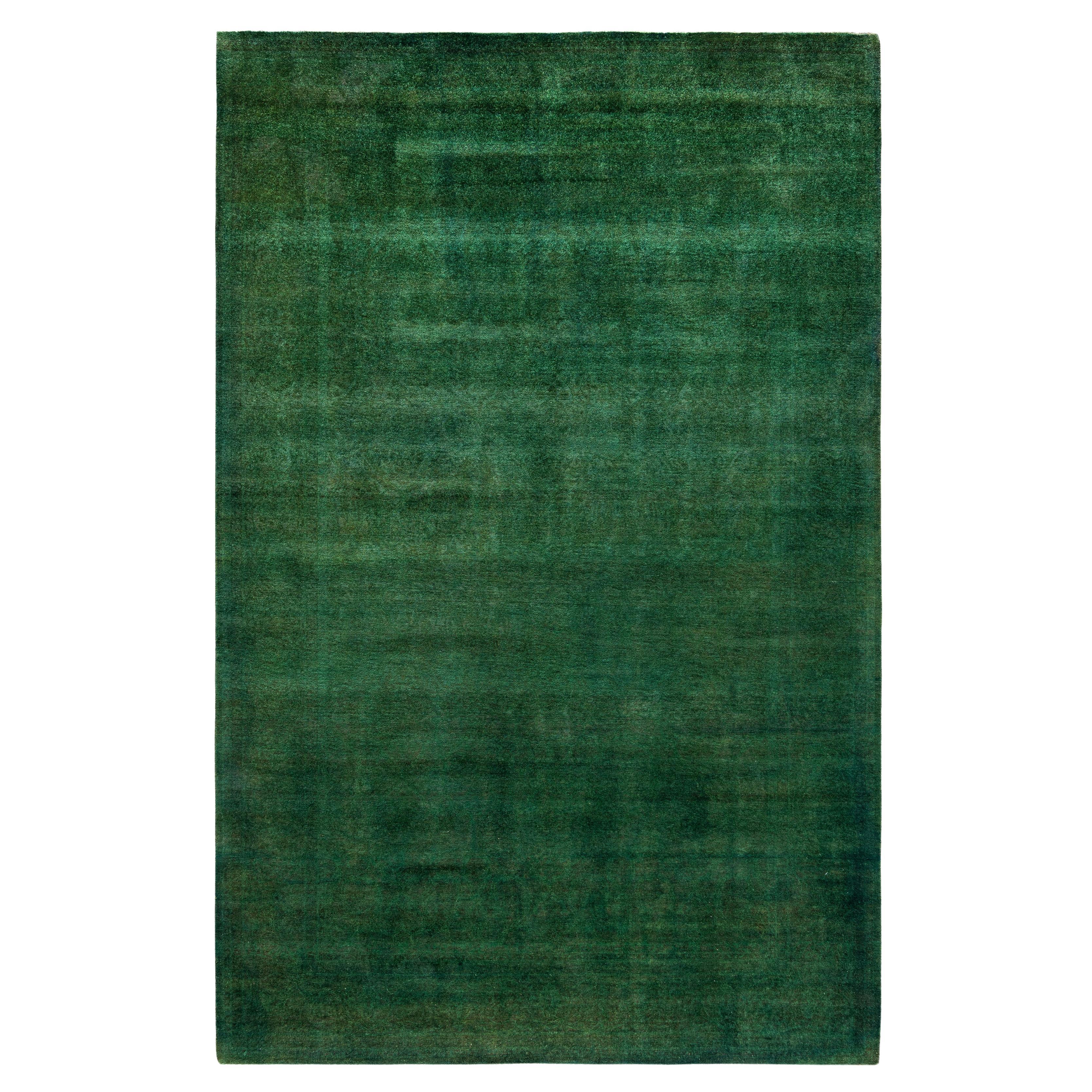 Tapis de sol en laine Overdyed One-of-a-Kind Green 6' 1" x 9' 5" en vente