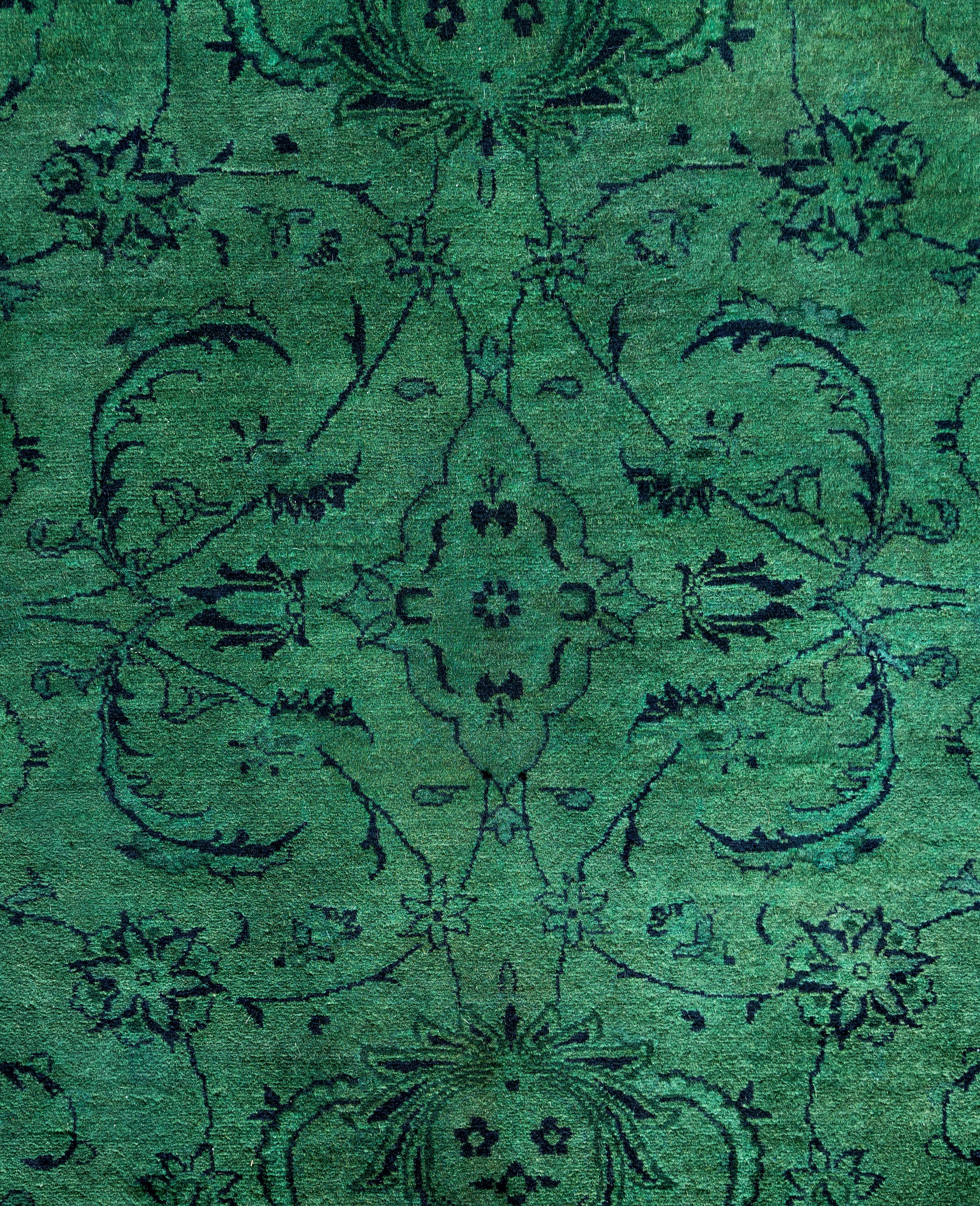 Alfombra de lana Overdyed Única en su género Verde 6' 2
