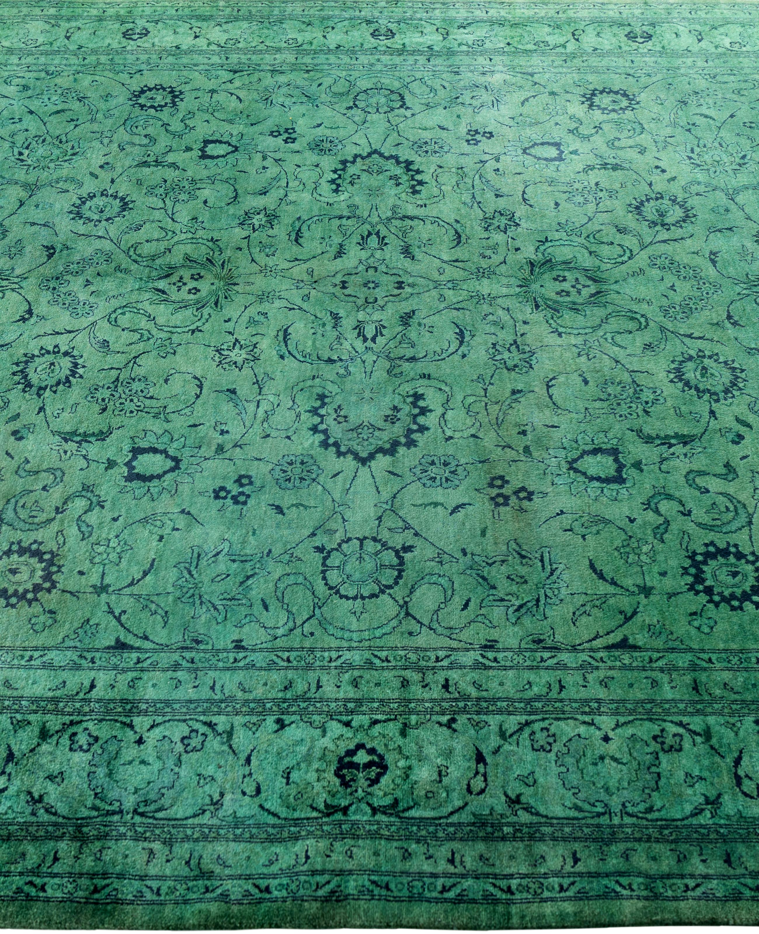 Alfombra de lana Overdyed Única en su género Verde 6' 2
