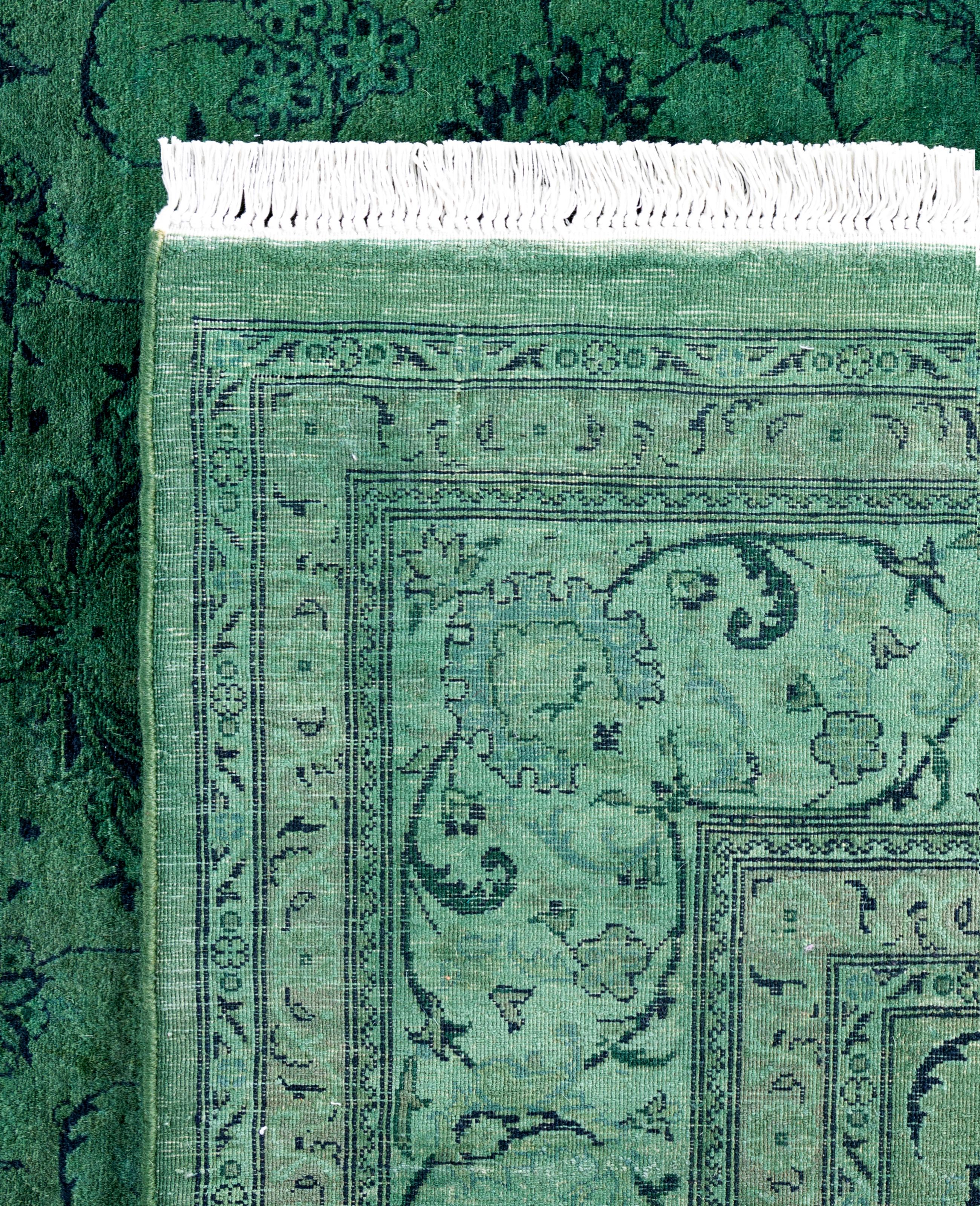 Alfombra de lana Overdyed Única en su género Verde 6' 2
