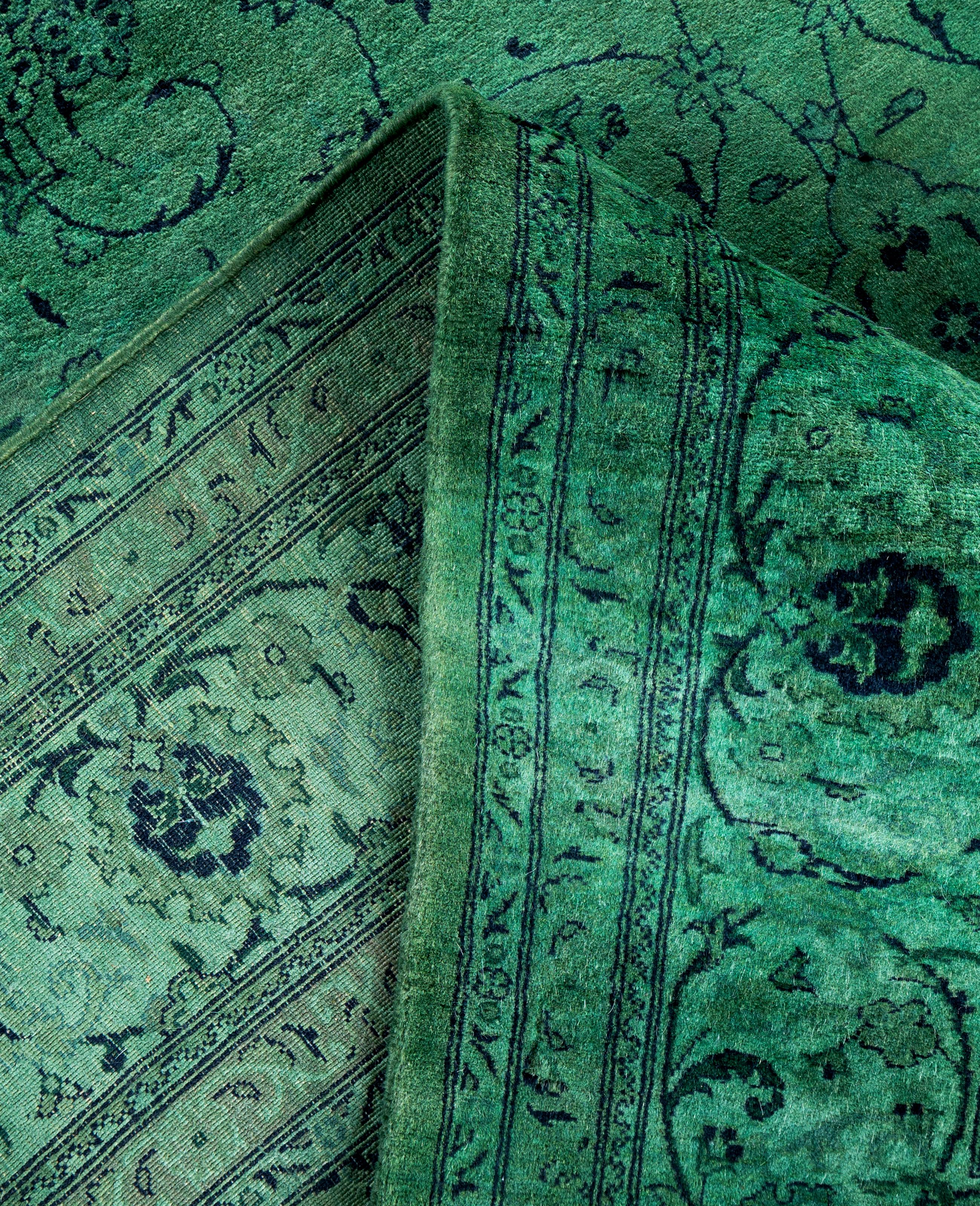 Alfombra de lana Overdyed Única en su género Verde 6' 2