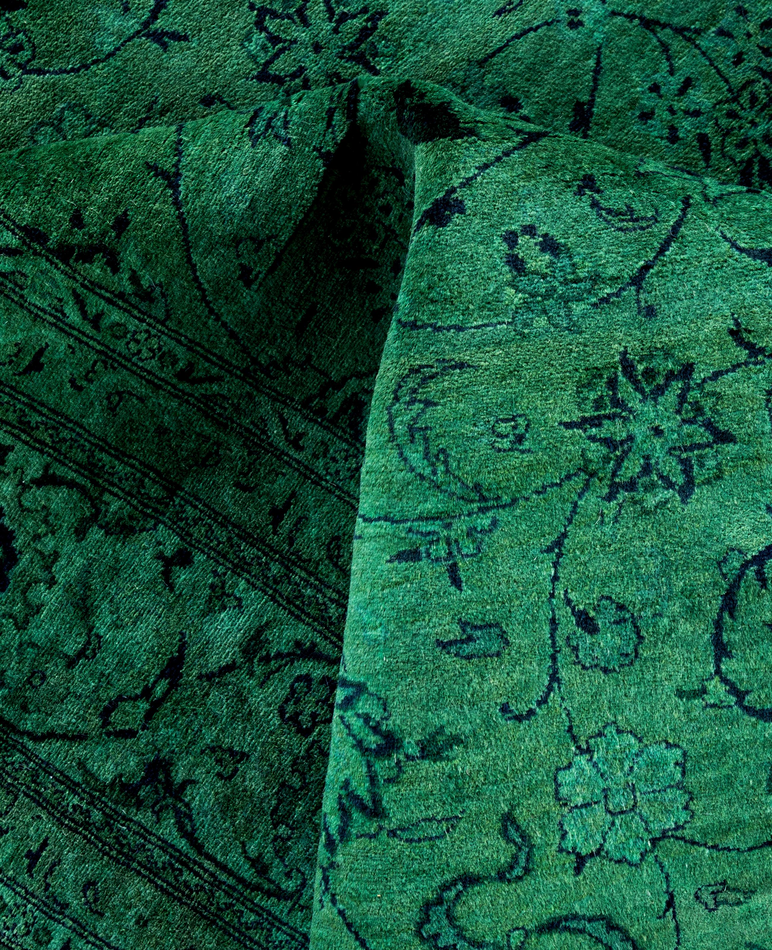 Alfombra de lana Overdyed Única en su género Verde 6' 2