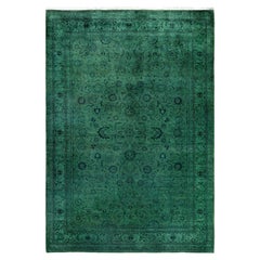 Alfombra de lana Overdyed Única en su género Verde 6' 2" x 9' 1"