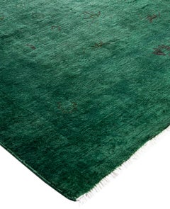 Overdyed One-of-a-Kind Wool Green Area Rug 6' 3" x 8' 9"