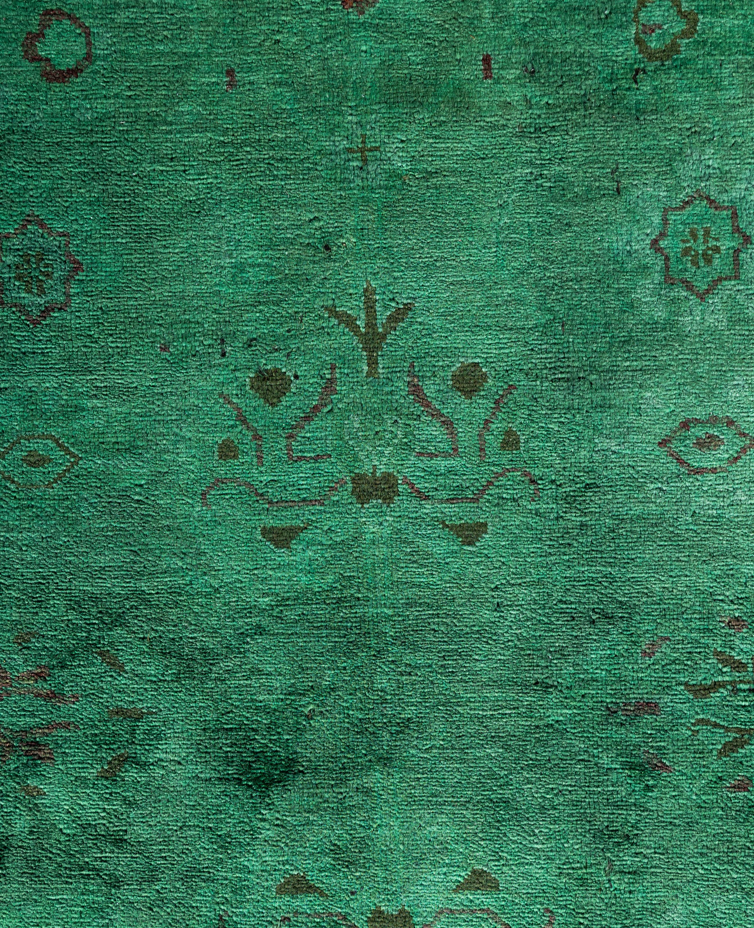 Pakistanais Tapis de sol en laine Overdyed One-of-a-Kind Green 6' 3