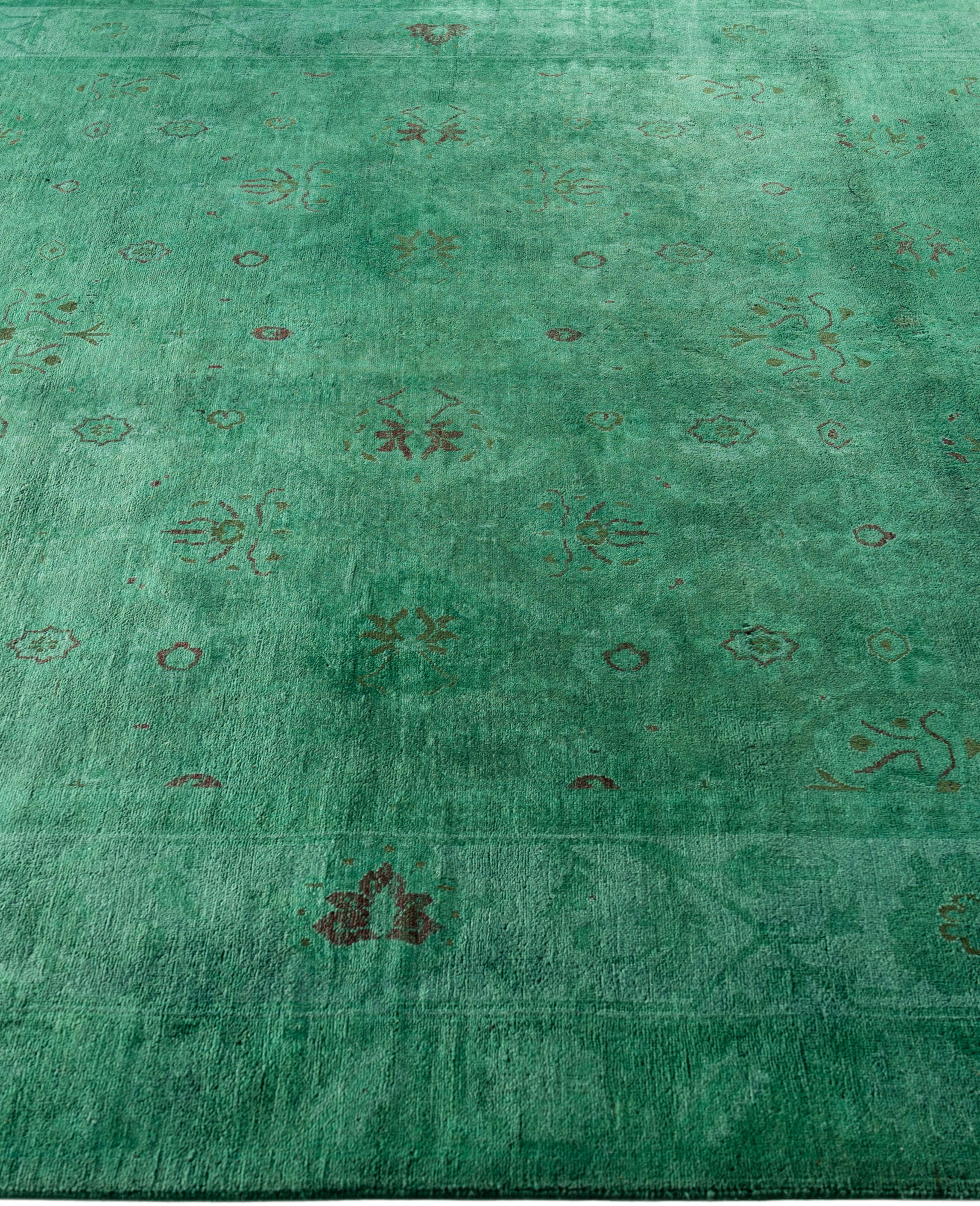 Noué à la main Tapis de sol en laine Overdyed One-of-a-Kind Green 6' 3