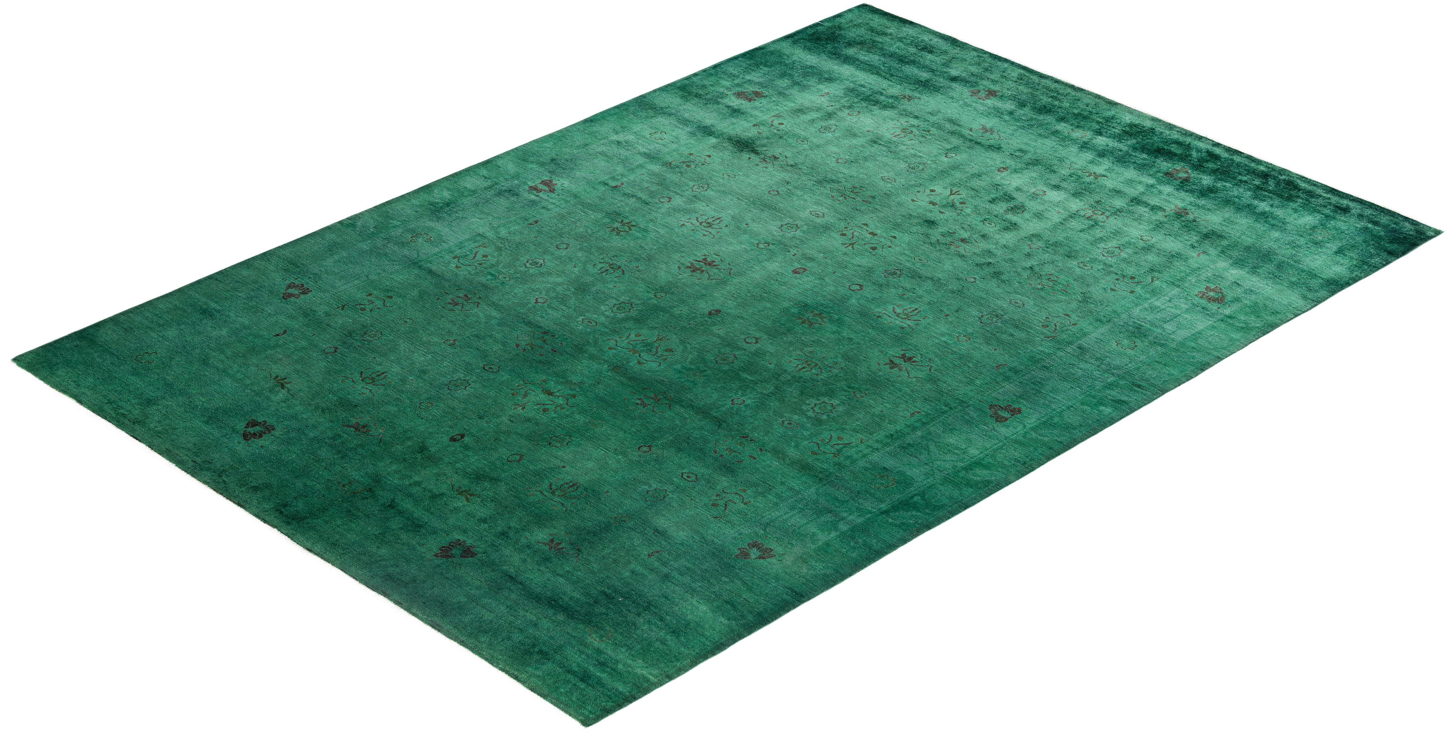 Tapis de sol en laine Overdyed One-of-a-Kind Green 6' 3