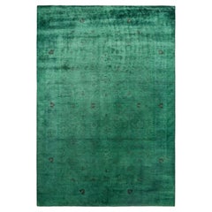 Tapis de sol en laine Overdyed One-of-a-Kind Green 6' 3" x 8' 9"