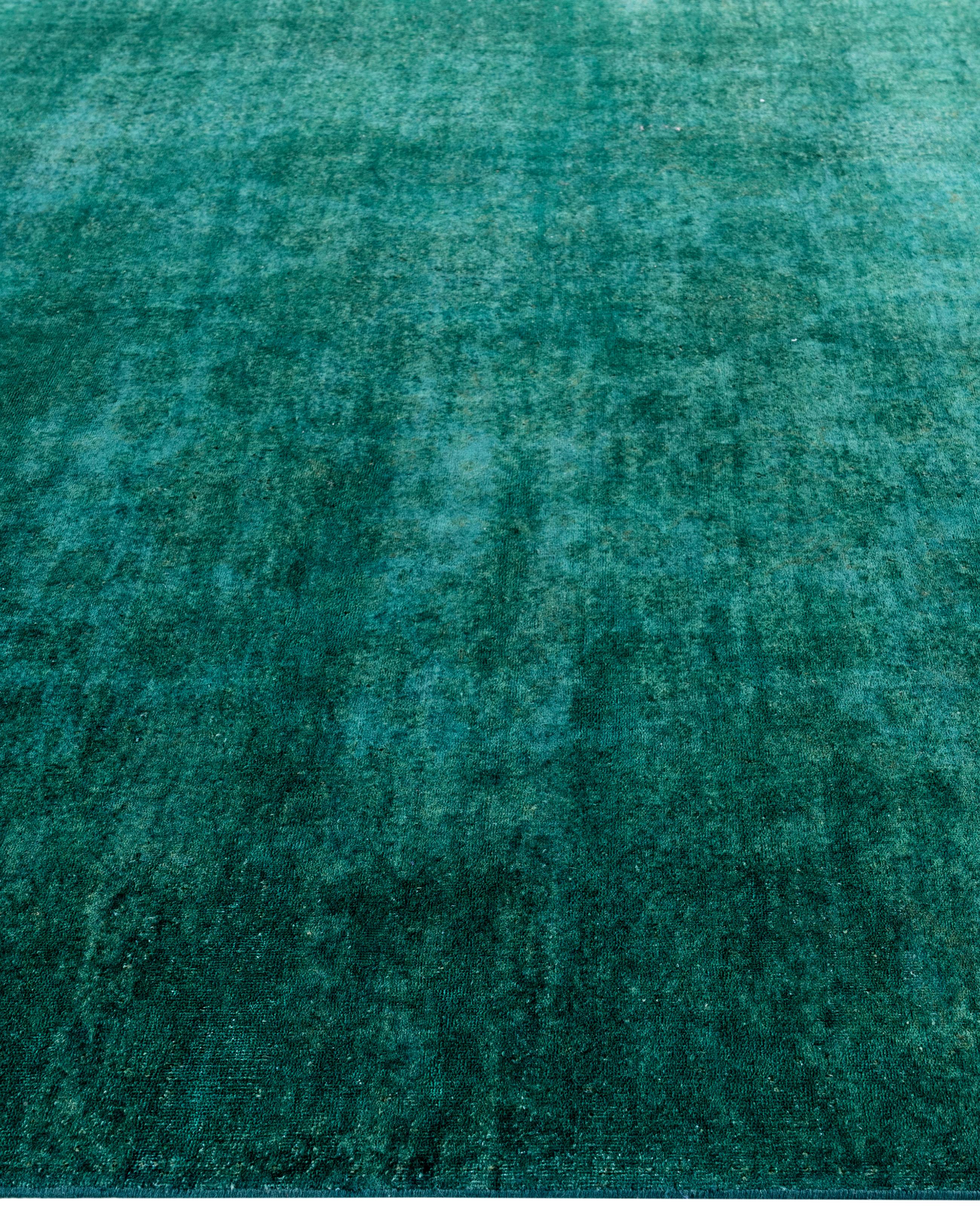 Noué à la main Tapis de sol en laine Overdyed One-of-a-Kind Green 8' 0