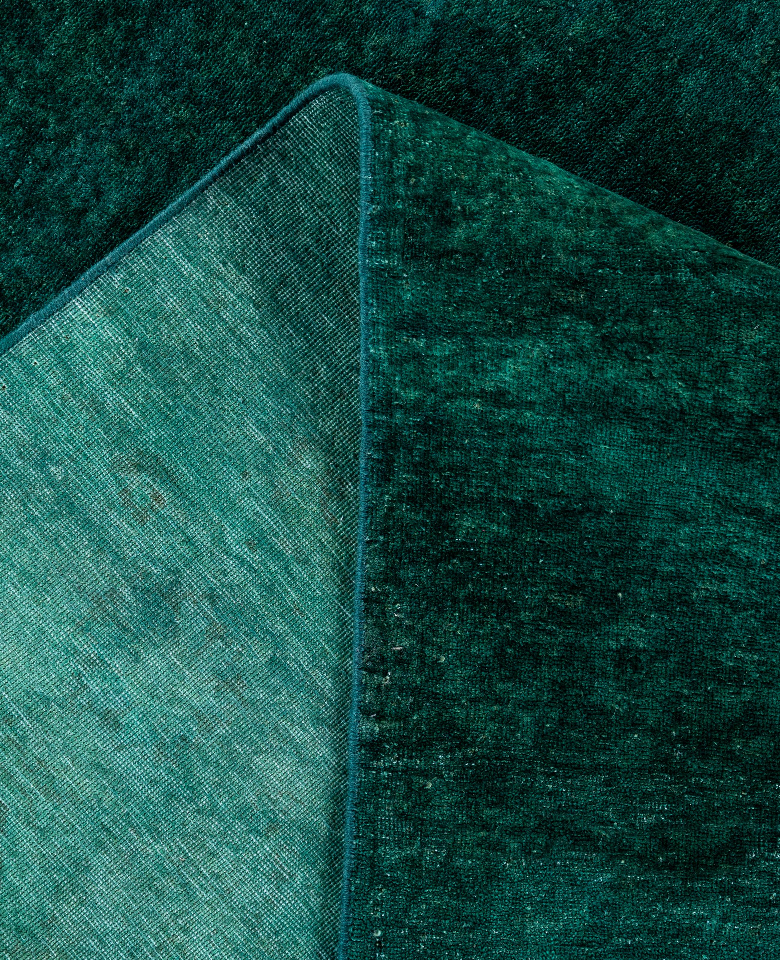XXIe siècle et contemporain Tapis de sol en laine Overdyed One-of-a-Kind Green 8' 0