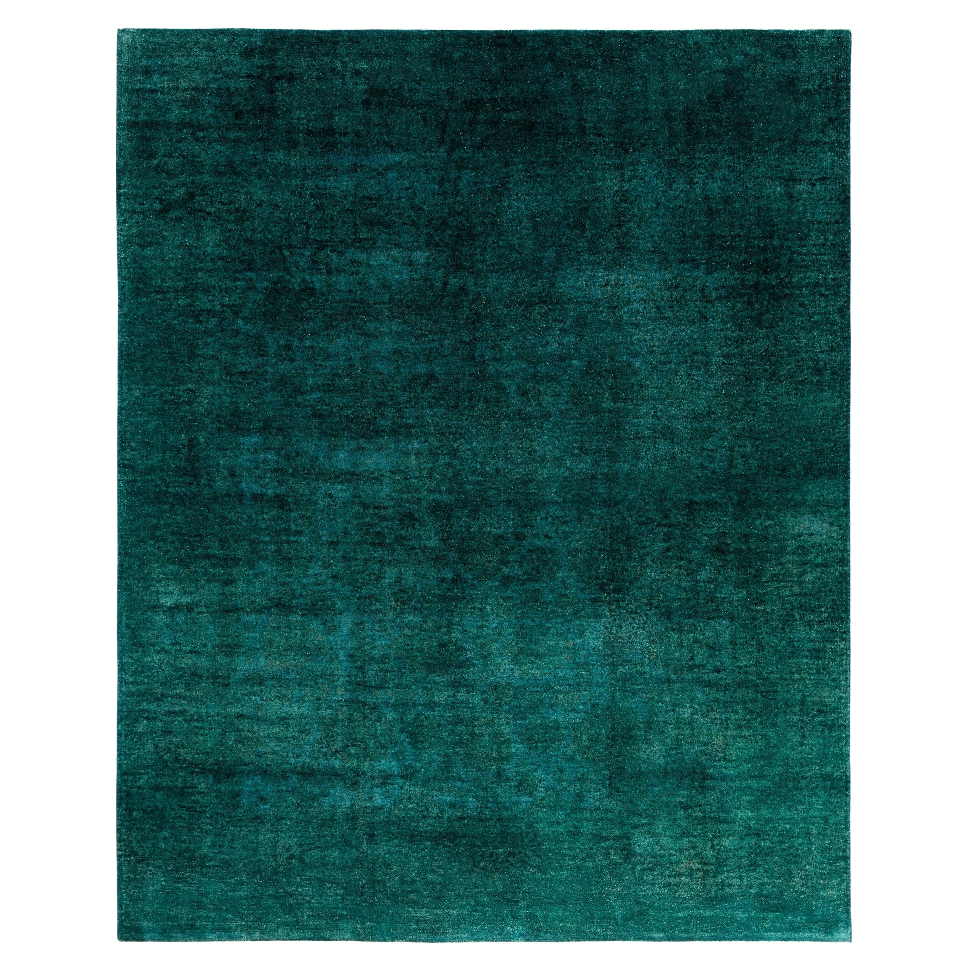 Tapis de sol en laine Overdyed One-of-a-Kind Green 8' 0" x 9' 9"