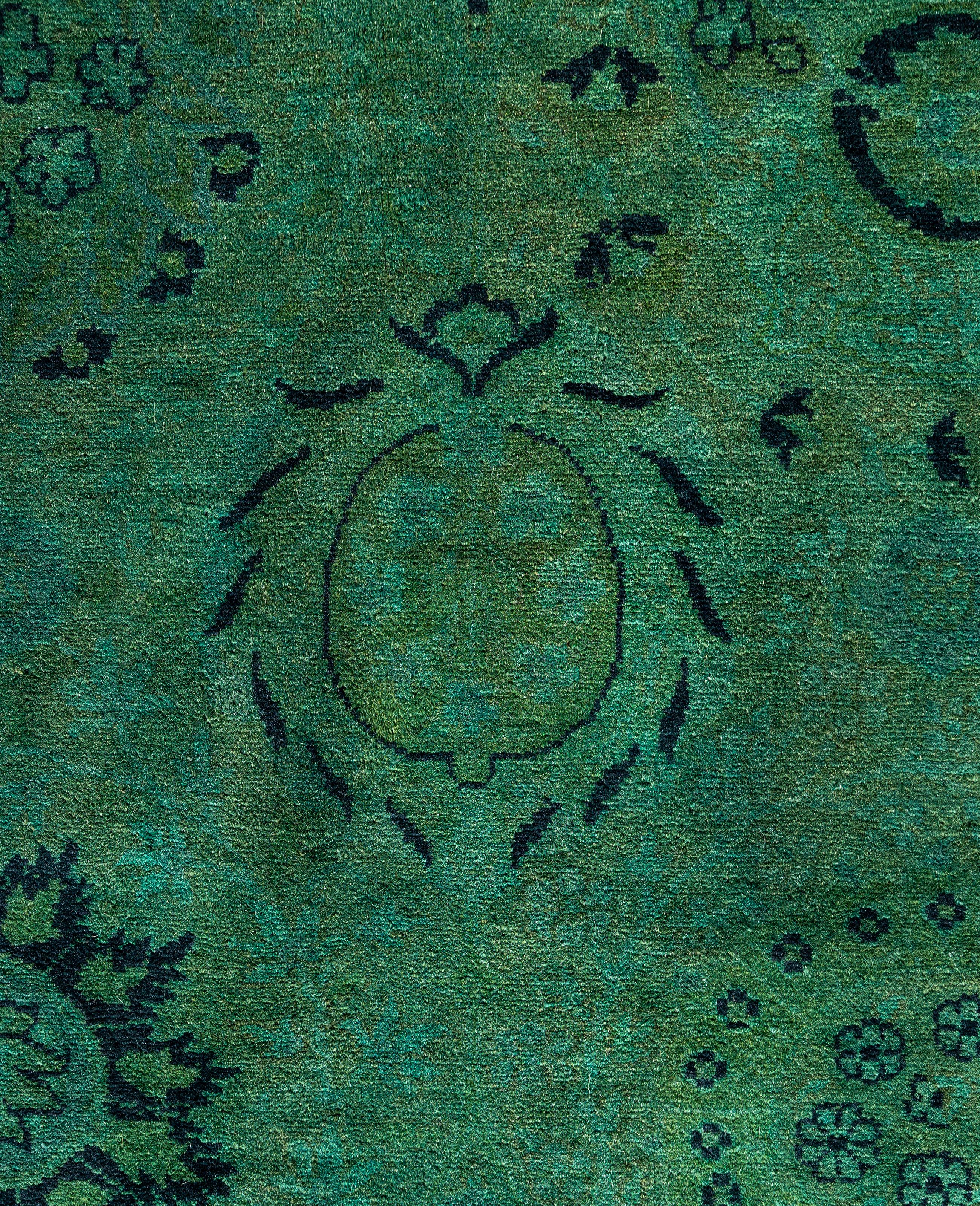 Pakistanais Tapis de sol en laine Overdyed One-of-a-Kind Green 8' 2