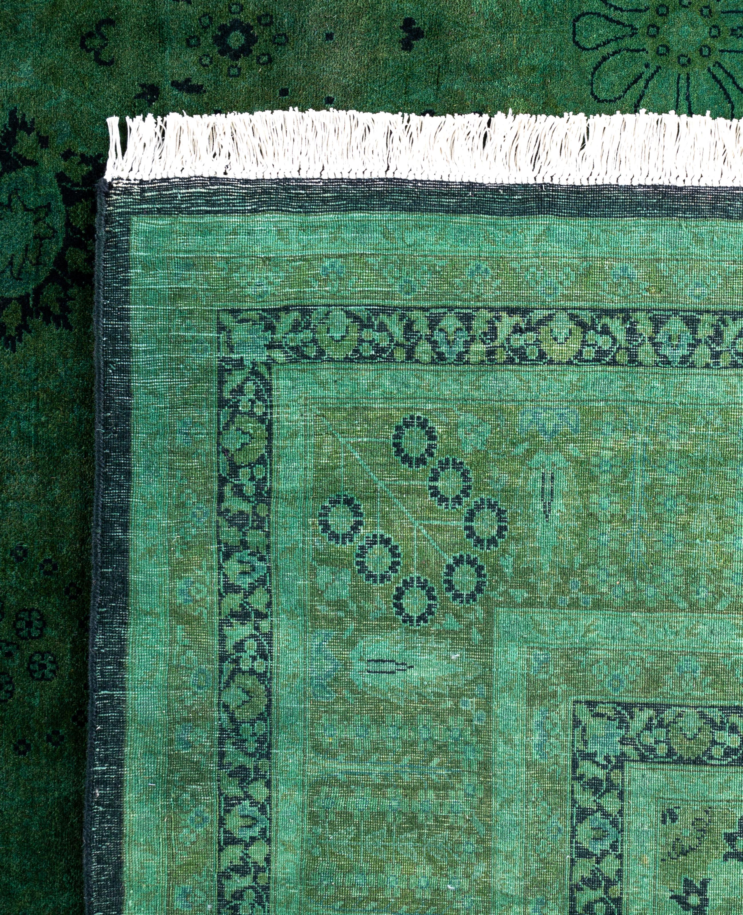 Tapis de sol en laine Overdyed One-of-a-Kind Green 8' 2