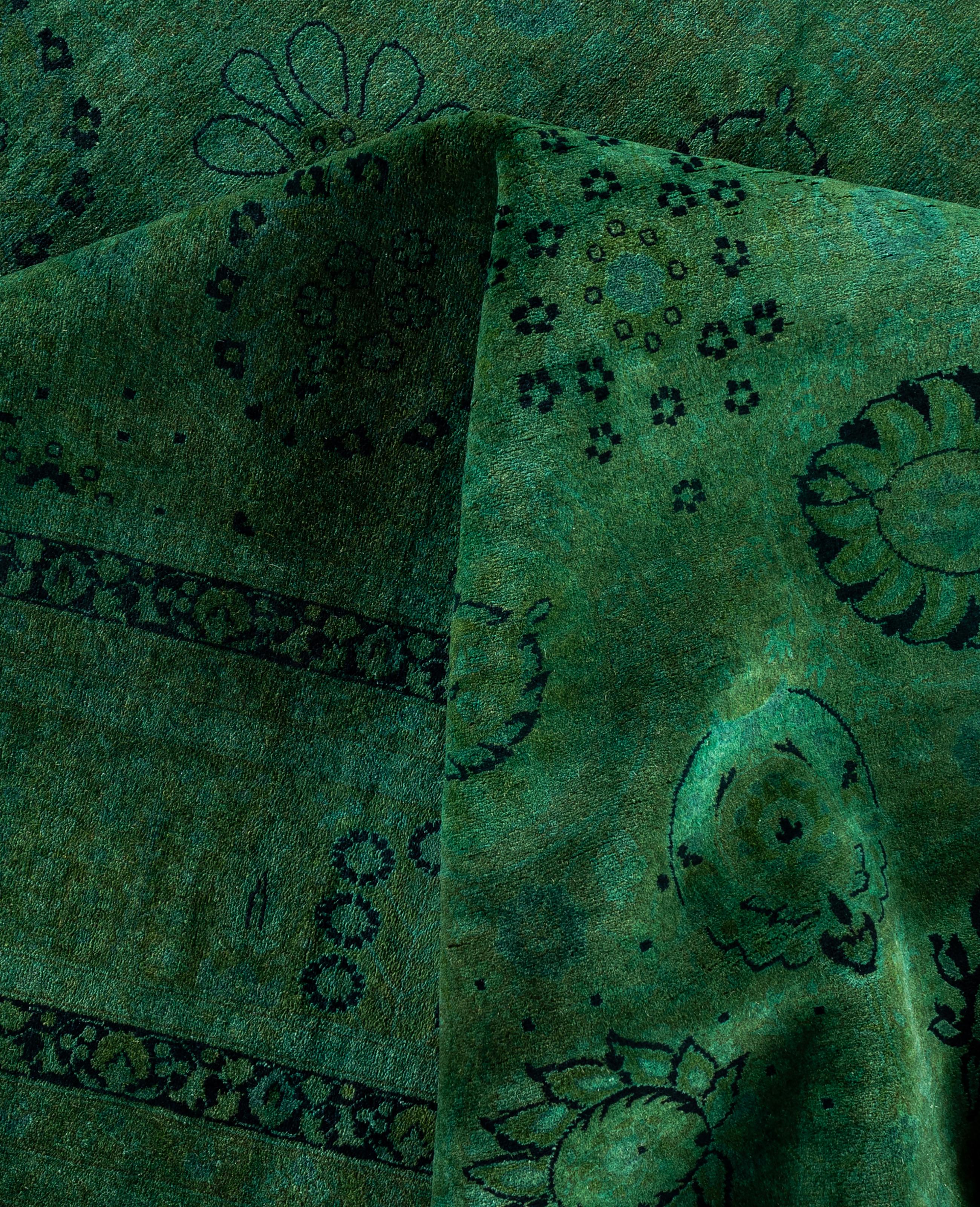 Laine Tapis de sol en laine Overdyed One-of-a-Kind Green 8' 2
